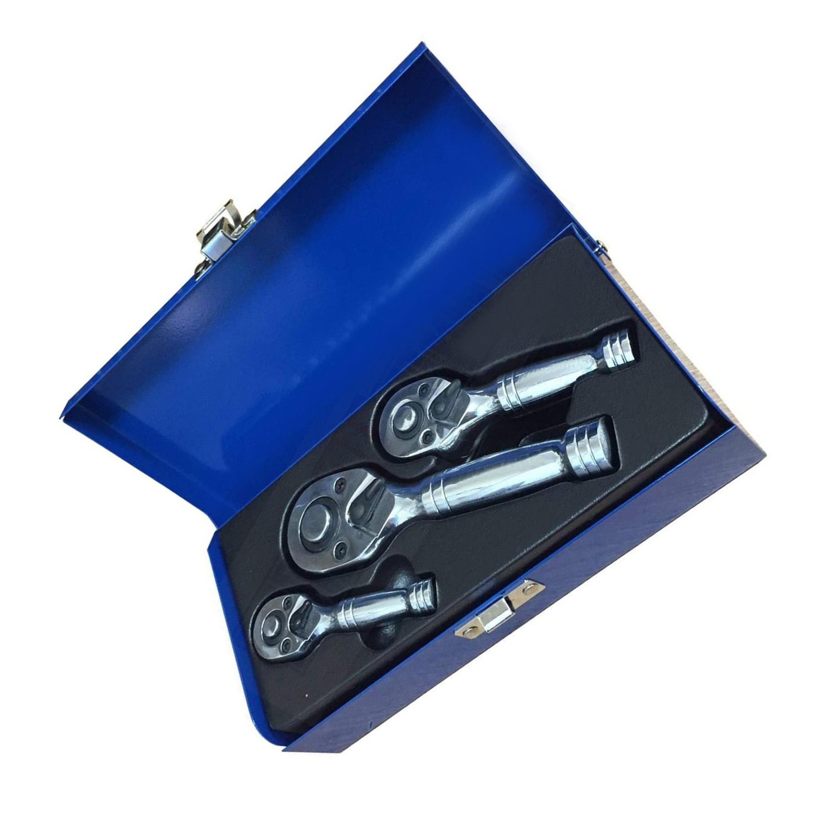STUBBY RATCHET HANDLE SET 1/4″ 3/8″ 1/2″ DRIVE SHORT SOCKET WRENCHES 3PC