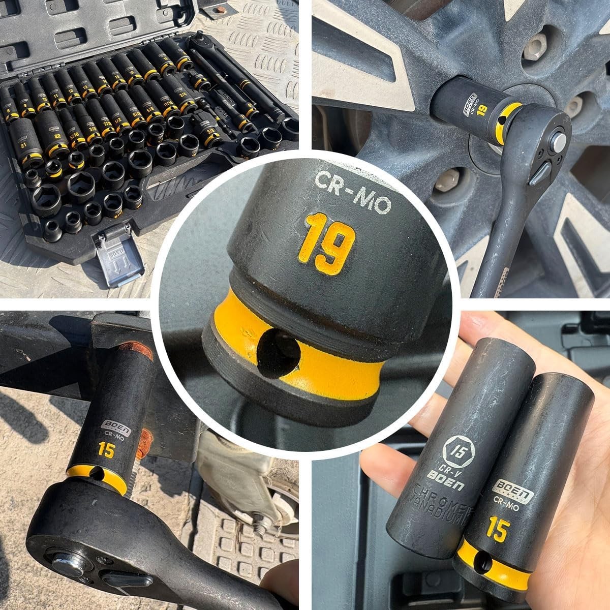 Complete 3/8» Drive Impact Socket Set – 50PCS with Manganese Phosphate Coating
