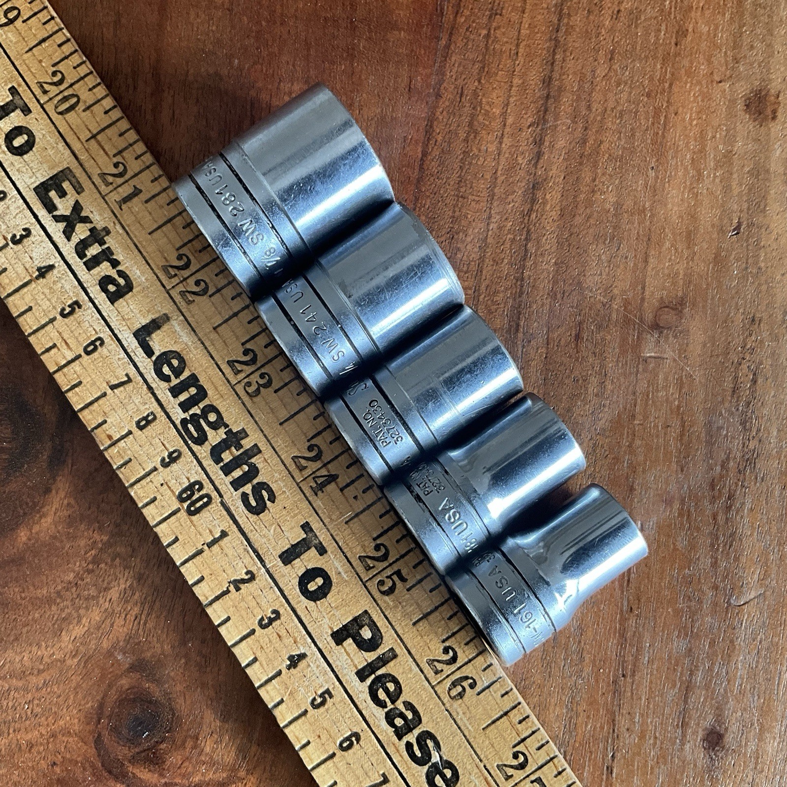 5 Vintage Snap On 1/2″ Drive Sockets SW161 SW181 SW201 SW241 SW281