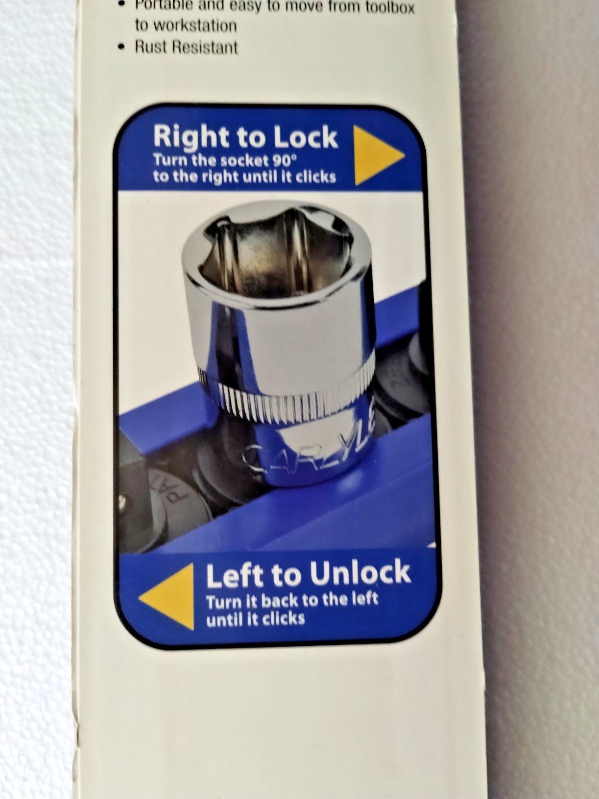 Carlyle Twist Lock Socket Holder Rail Holds 12 3/8″ Drive Sockets