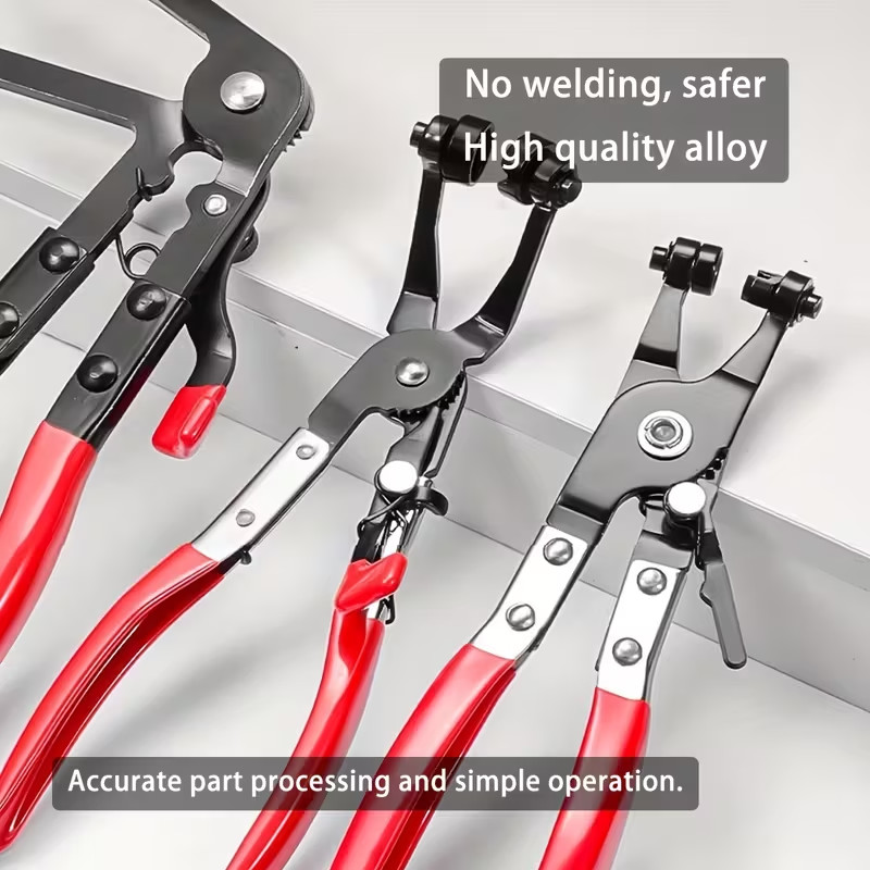Automotive Flexible Hose Clamp Clip Pliers Kit Swivel Jaw Flat Angled Band Tool