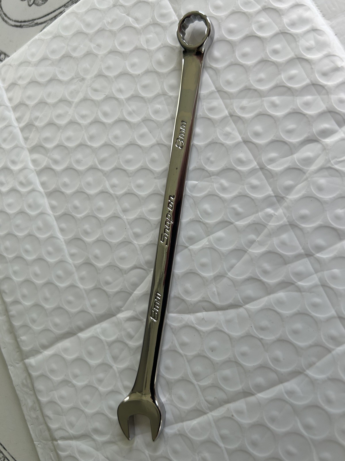 Snap-on USA 8mm OEXM80B Long Combo Wrench 12-Point. SUPER CLEAN. DATE CODE 2017.