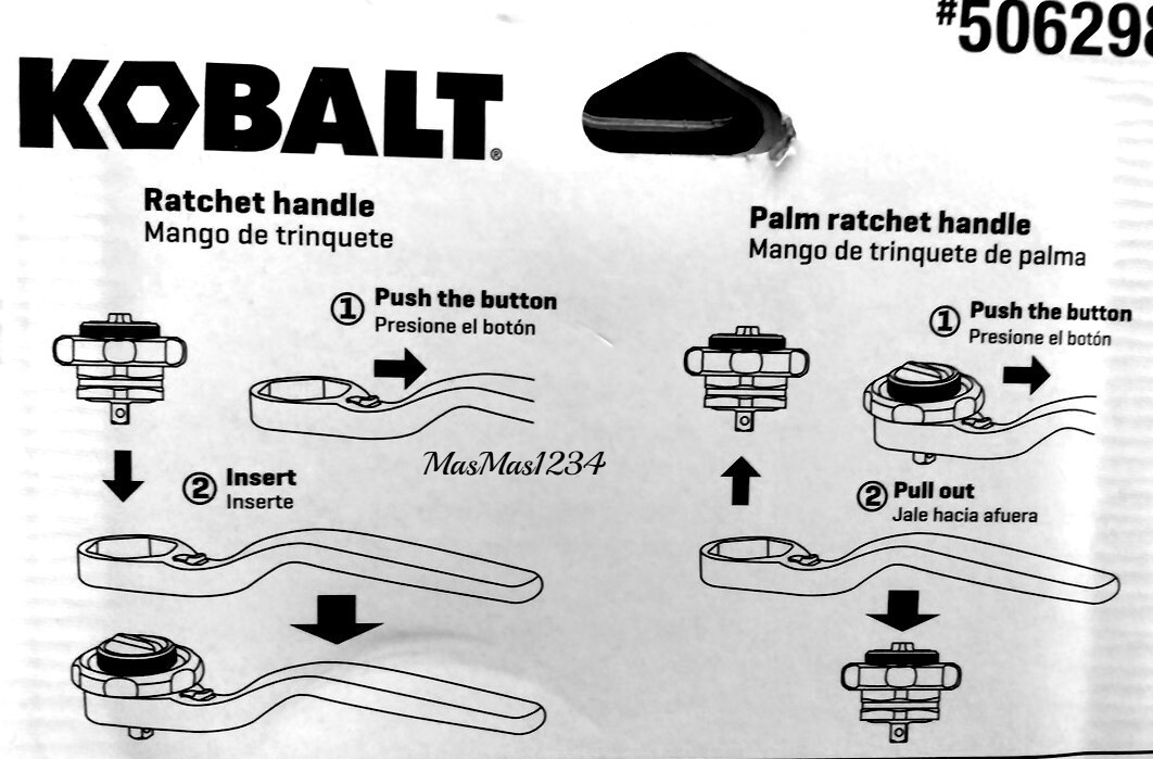 KOBALT 4-in-1 Palm Ratchet Wrench Handle Set 1/4″ & 3/8″ Drive 5062986 Fast Ship
