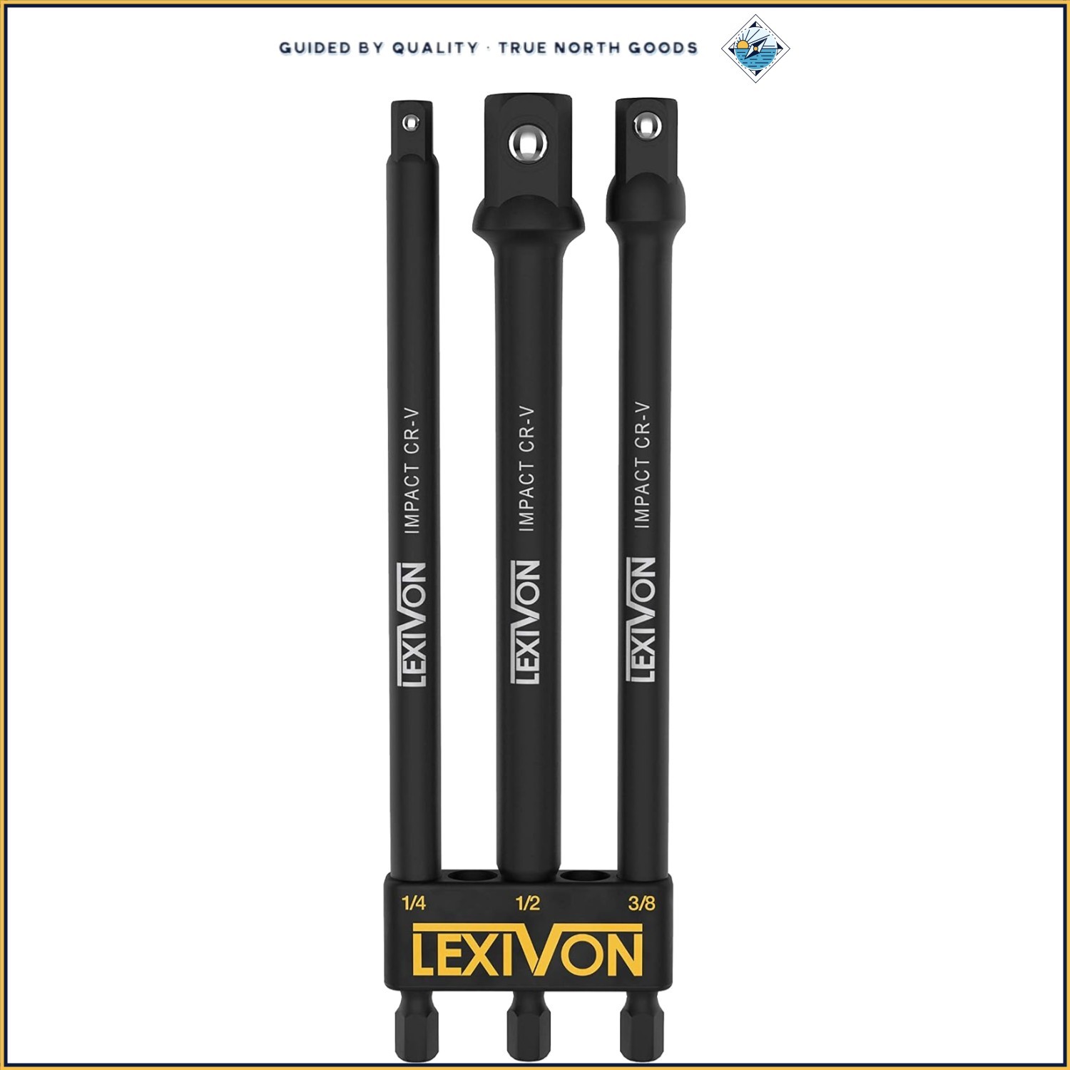Durable Chrome Vanadium Steel Socket Adapter Set with Black Phosphate Finish