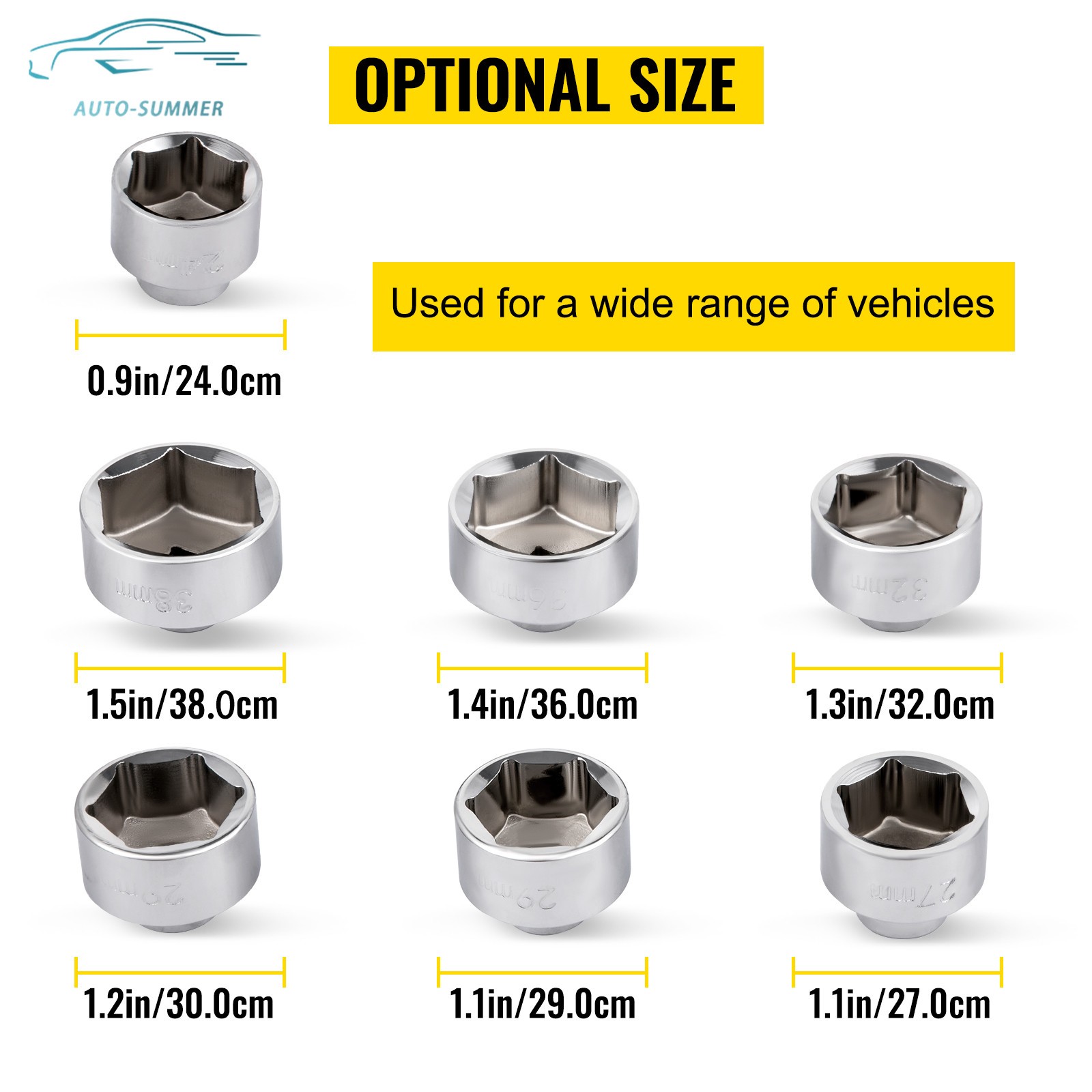 7Pcs Paper Cartridge Housing Oil Filter Cap Wrench Socket Set Tool Kit w/ Box