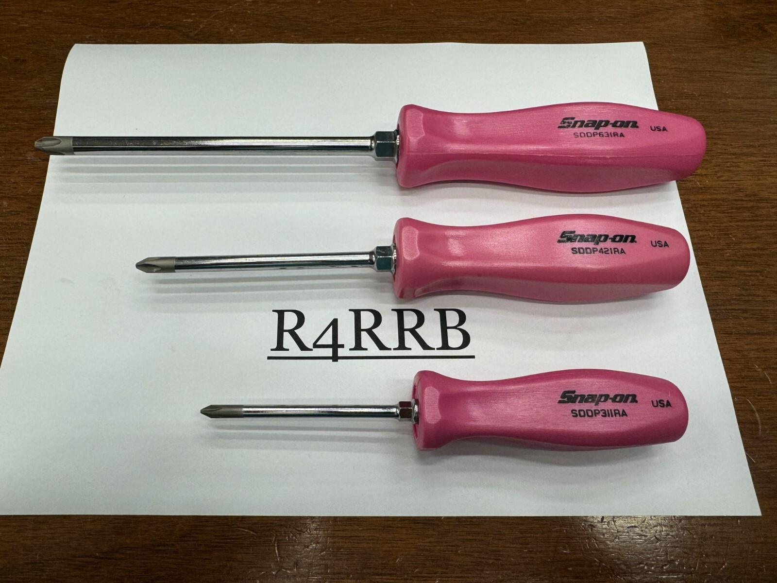 Snap-on Tools USA NEW 3pc PEARL PINK GRIP PHILLIPS P1 P2 P3 Screwdriver Lot Set