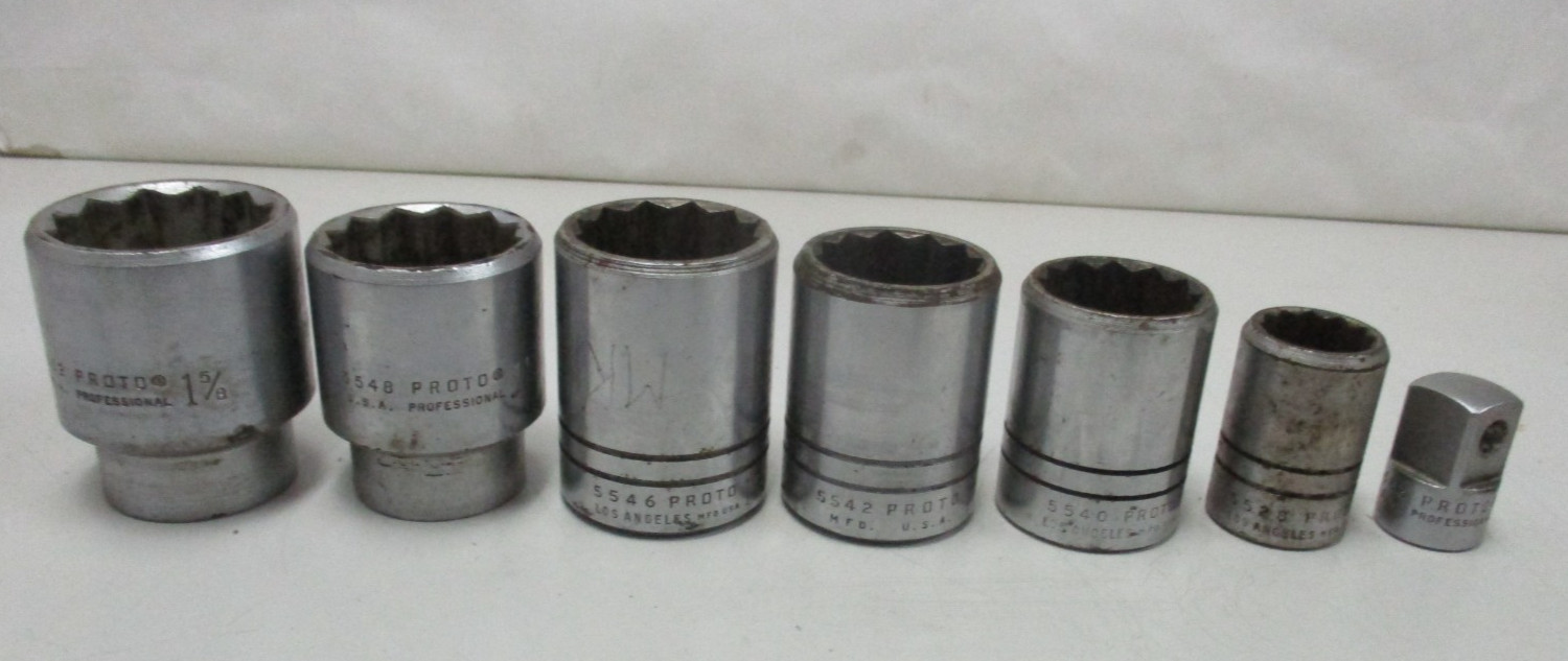 Proto 7pc USA 3/4″ 12 Point SAE Socket Set 7/8, 1-1/4″,1-5/16,1-7/16,1-1/2