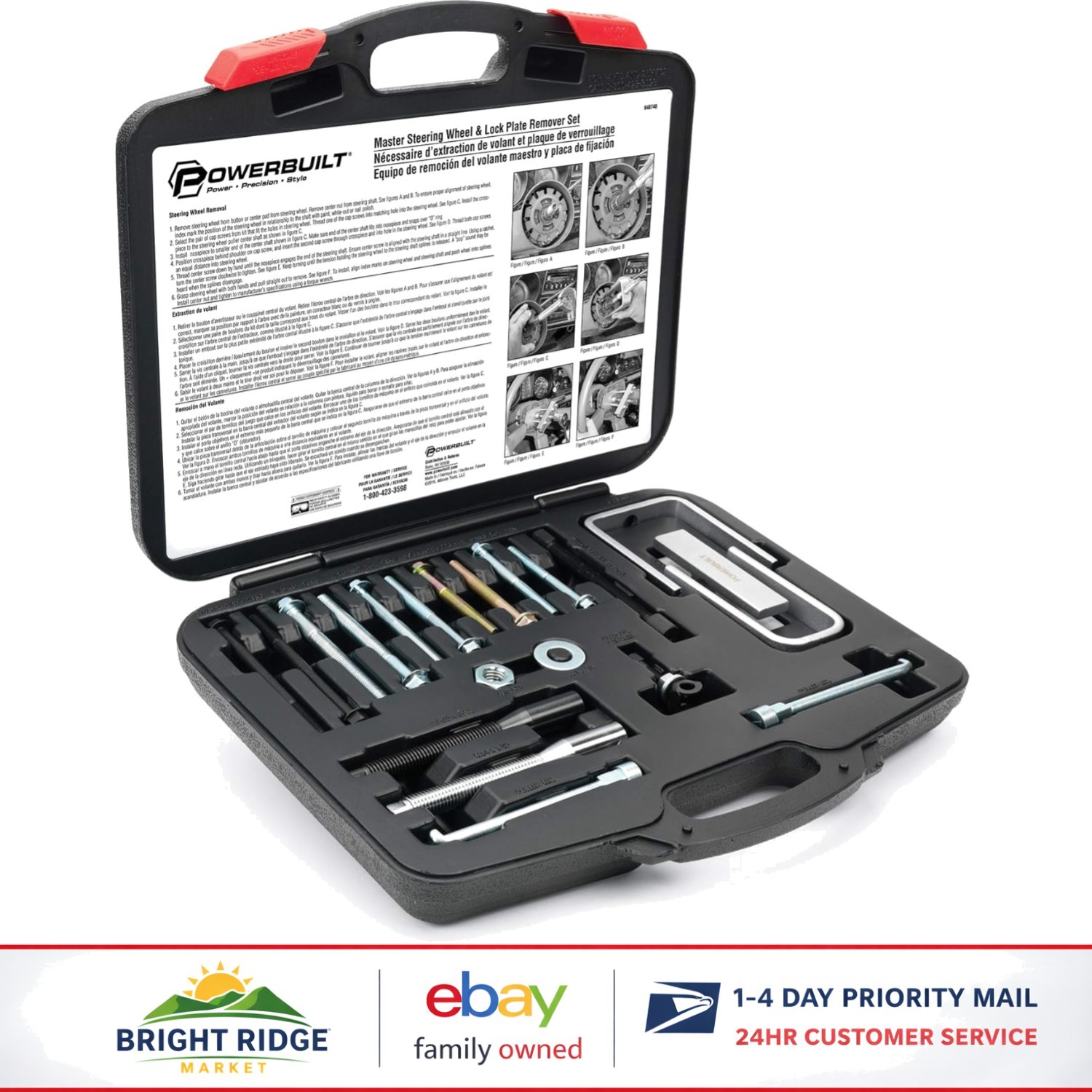 Heavy-Duty 16 Piece Steering Wheel Puller Set for Domestic and Foreign Vehicles