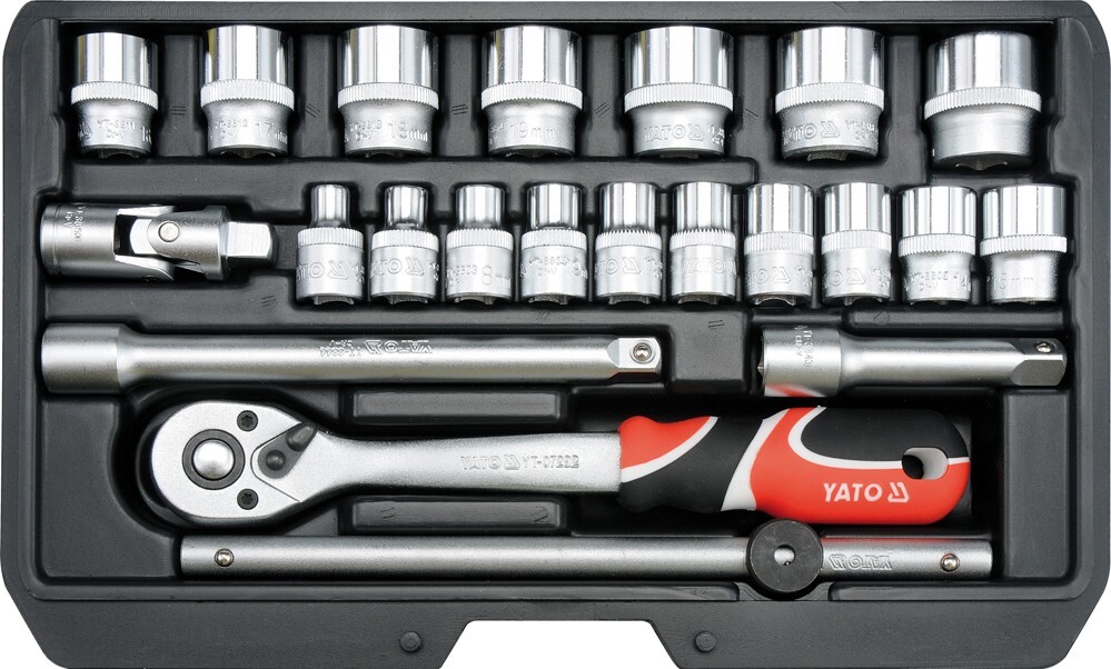 YT-38561 YATO 3/8″ Socket Set Ratchet 22pcs AS-DRIVE In Handy Case
