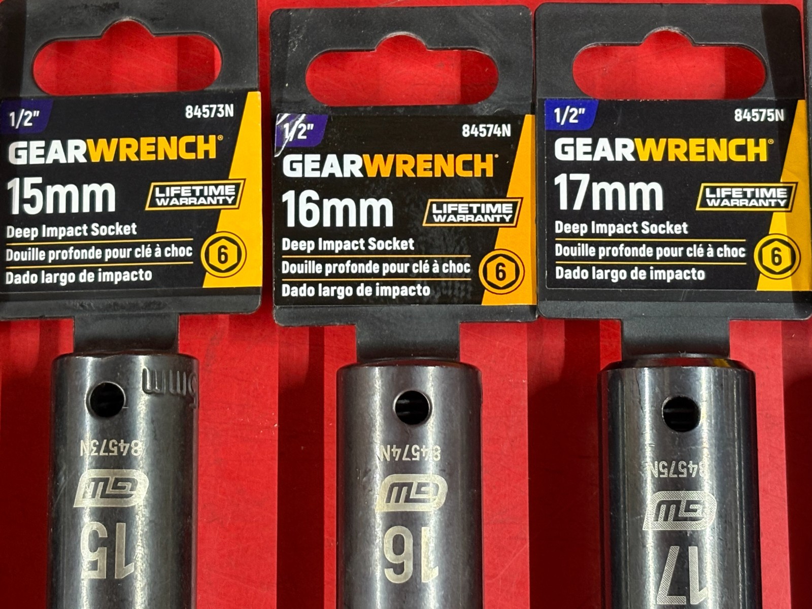 LOT OF 18 GEARWRENCH METRIC 1/2″ DRIVE DEEP IMPACT SOCKETS SET 12MM UP TO 29MM