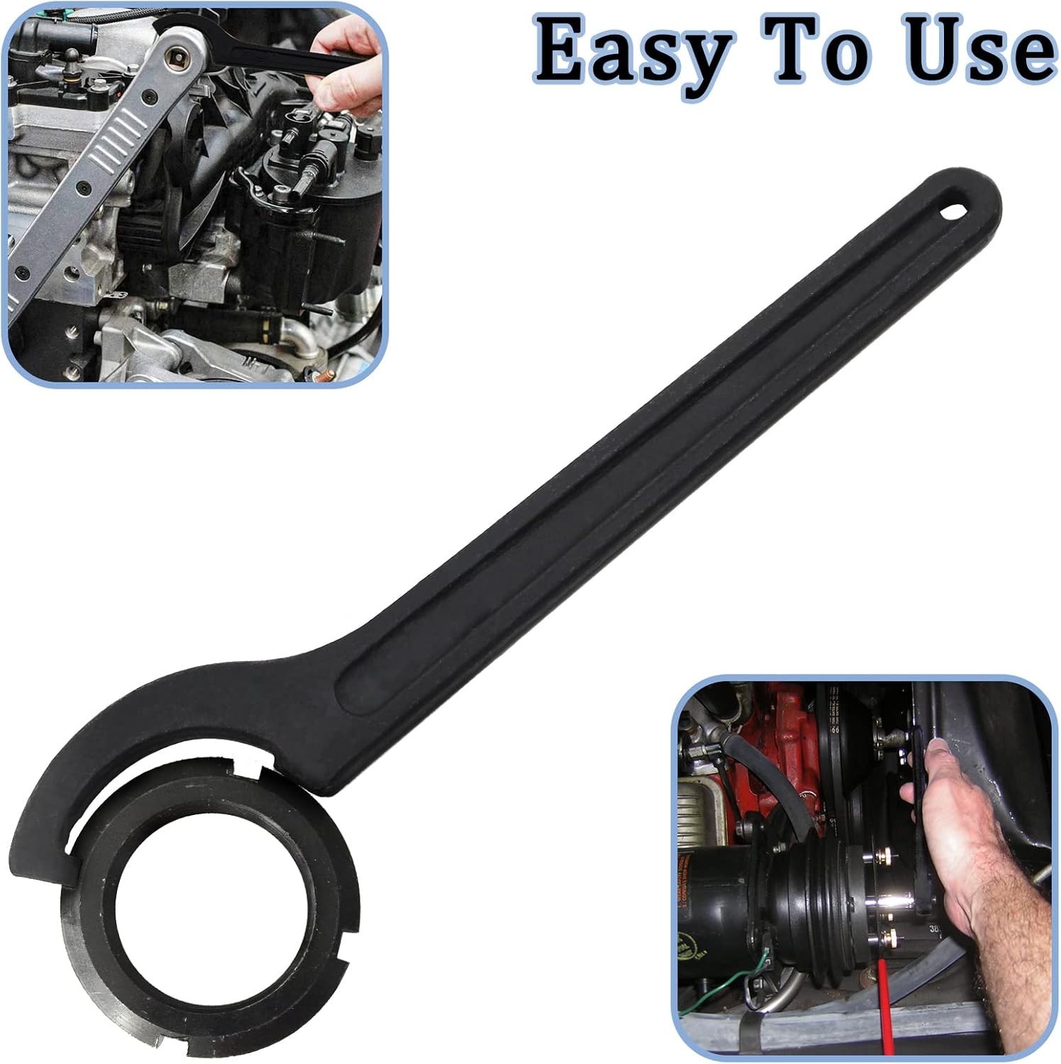 Durable Black C Hook Spanner Wrench with 7.48-Inch Length for Efficient Torque