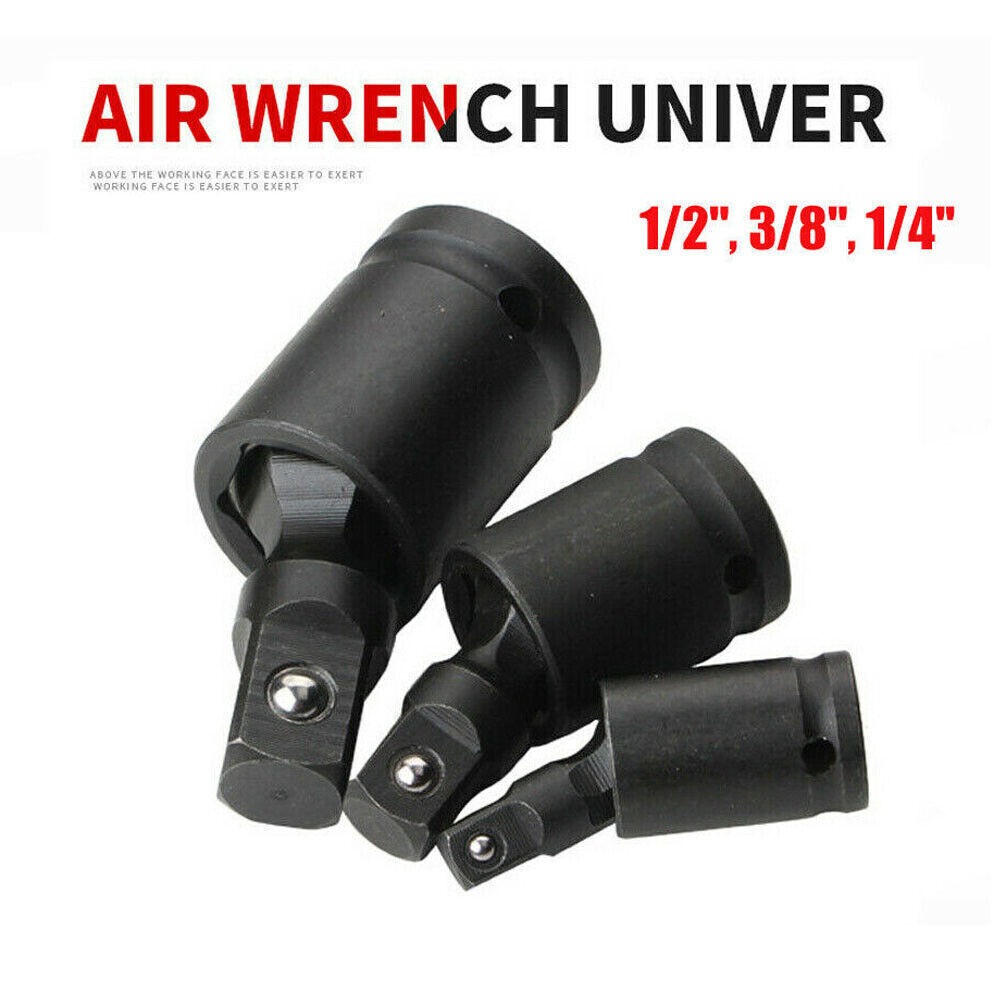 Set of 3 Universal Joint Swivel Socket Adapter Set 1/4″ 3/8″ 1/2″ Impact Joint