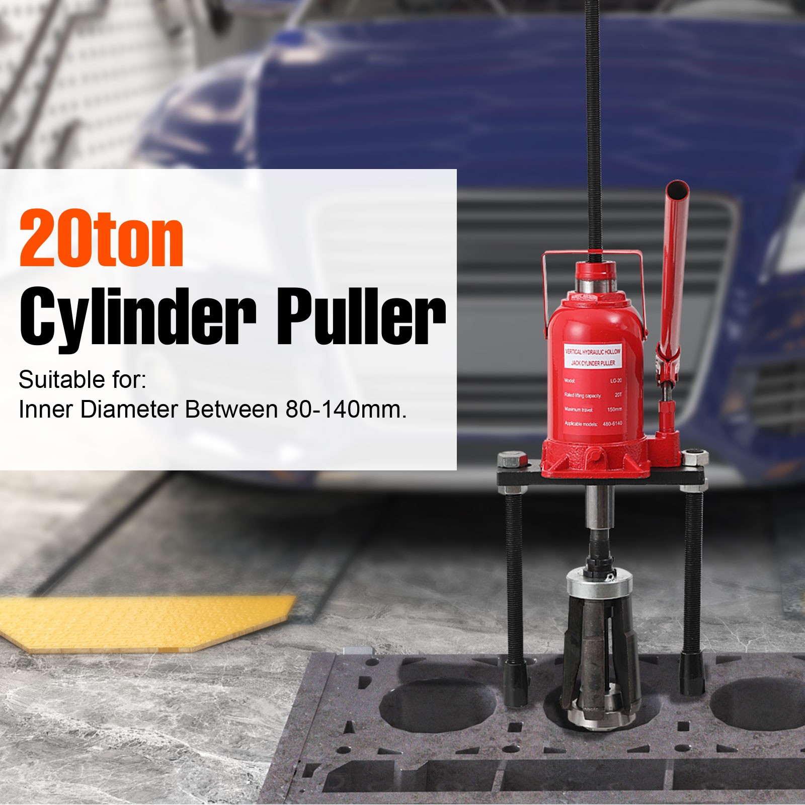 20Ton Hydraulic Cylinder Sleeve Liner Puller For Wet&Dry Type 80-140mm Cylinders