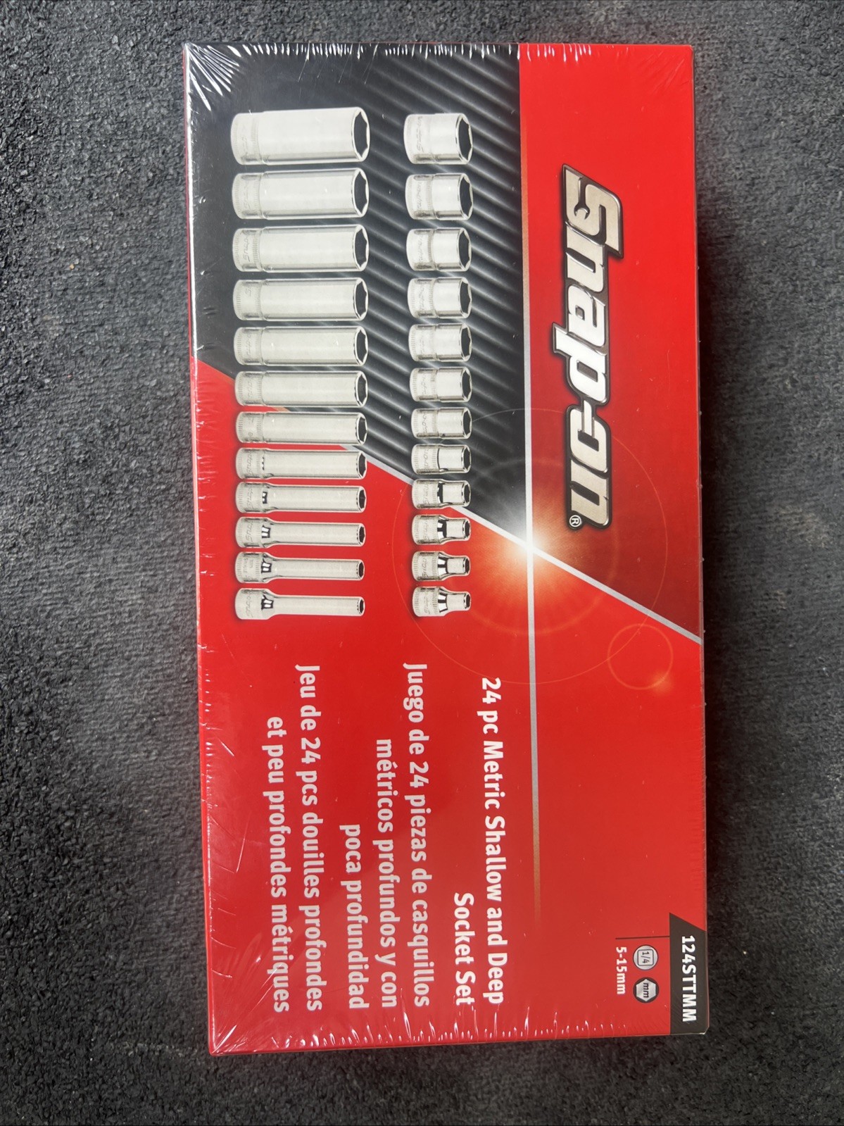 For Snap-on Tools NEW 24pc 1/4 Drive Metric 6pt Shallow Deep Socket Set 124STTMM