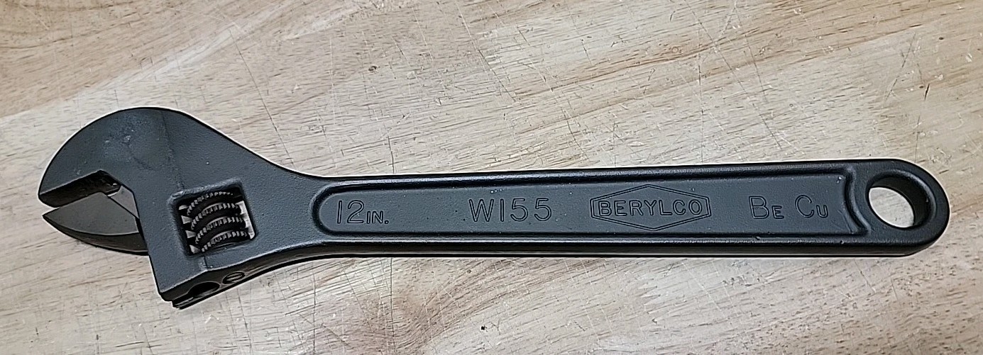 Berylco USA 12″ Adjustable Wrench W155 Beryllium Copper Non Magnetic / Sparking