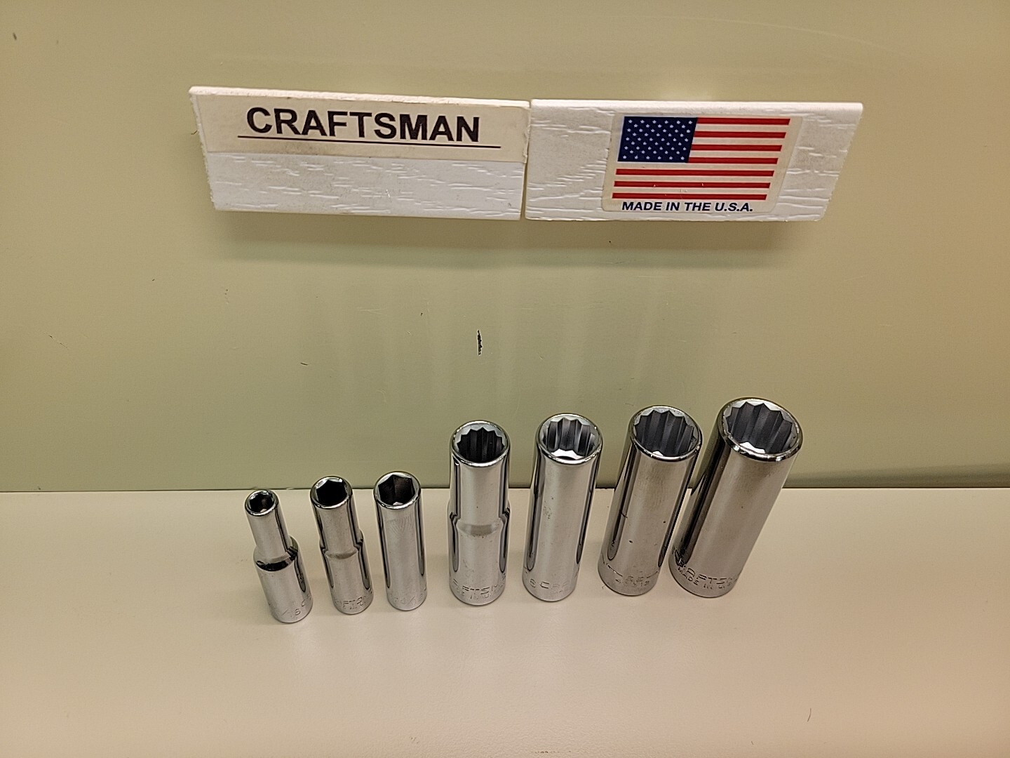7 Piece Craftsman Socket Set 3/16 1/4 5/16 3/8 7/16 1/2 9/16 (1/4Dr 3/8Dr) USA