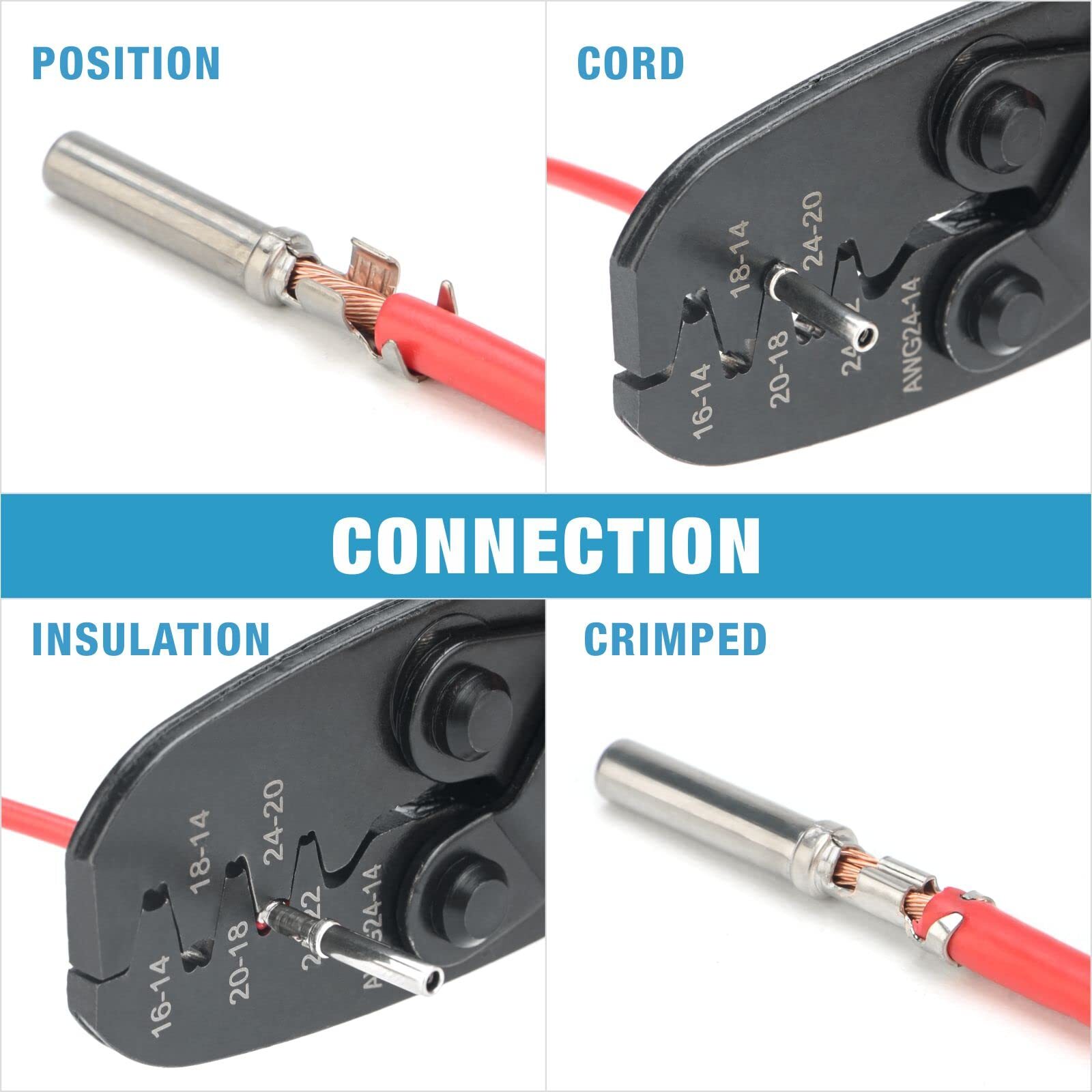 iCrimp Open Barrel Terminal Crimping Tool for Molex Style DELPHI AMP Orange