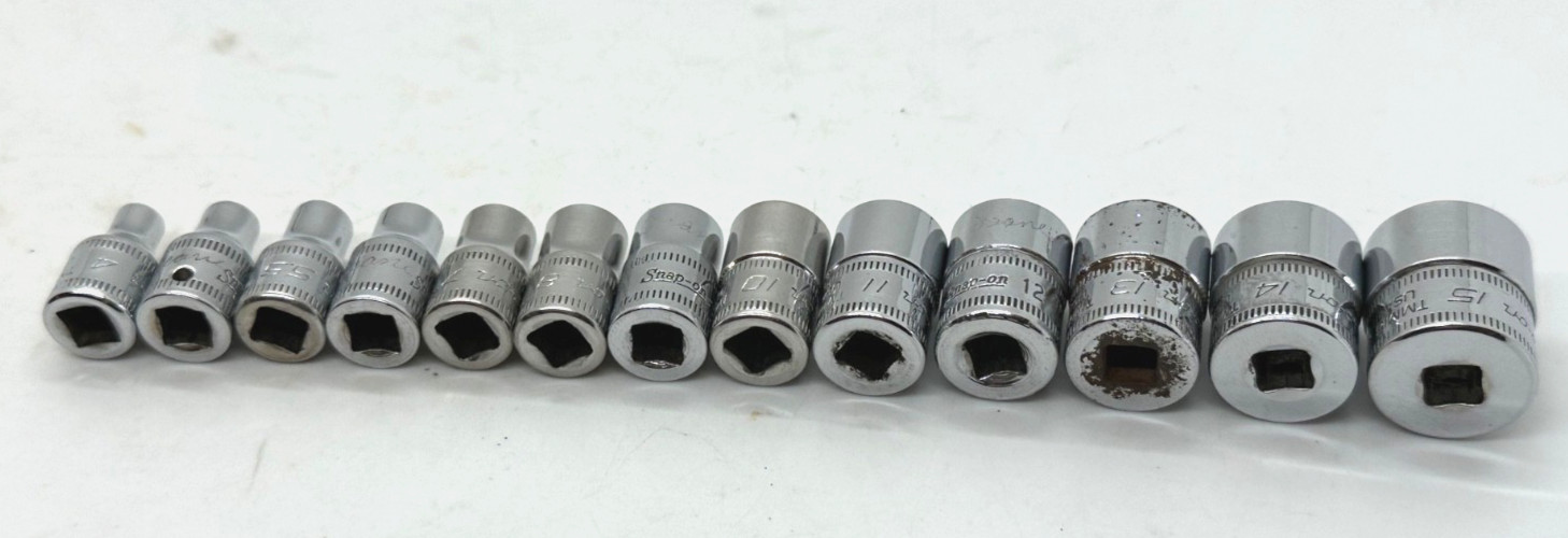 🇺🇸 Snap On Tools 4mm-15mm Metric 1/4” Socket Set 6PT Shallow Lot Magnetic Tray