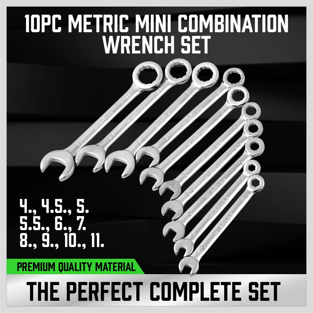 22pc Mini Wrench Set Metric SAE Ignition Spanner Open & Box End Small Equipment
