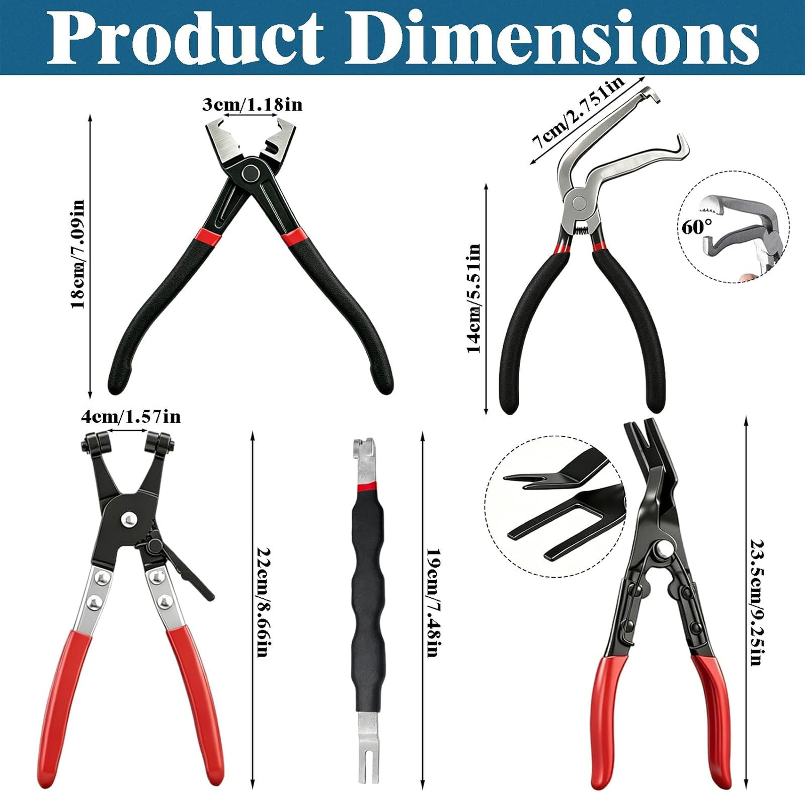 5PCS Automotive Electrical Disconnect Pliers with Connector Removal Tool & Hose