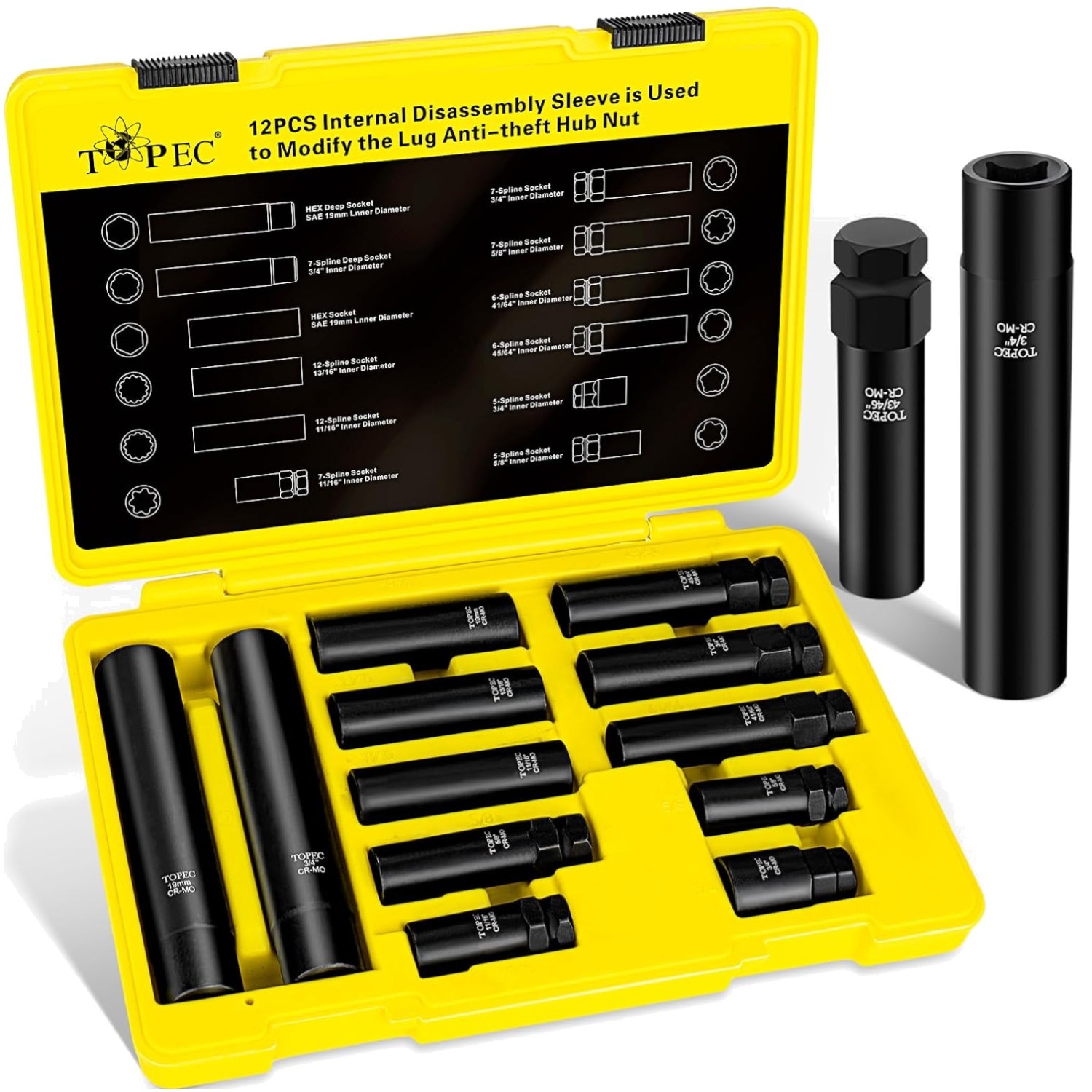 12PCS Spline Lug Nut Socket Set – Universal Removal Tool