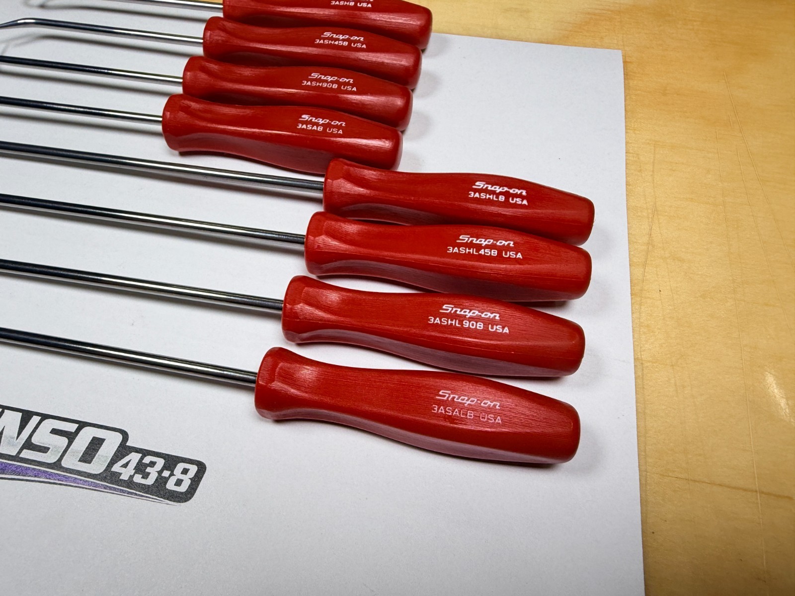 Snap-on Tools USA NEW RED 8pc Mini Hard Grip Short & Long Master Pick Set