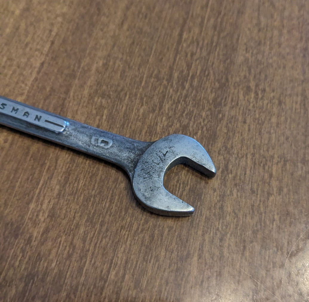 Craftsman Early Double Open End Wrench 1/2 & 7/16 Inch Forged 9 in Shank -V- USA