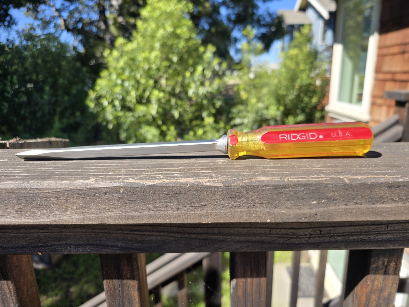 Ridgid 3/8″ Model No. 1943 Flat Slotted Screwdriver Orange Yellow 13.5″ USA