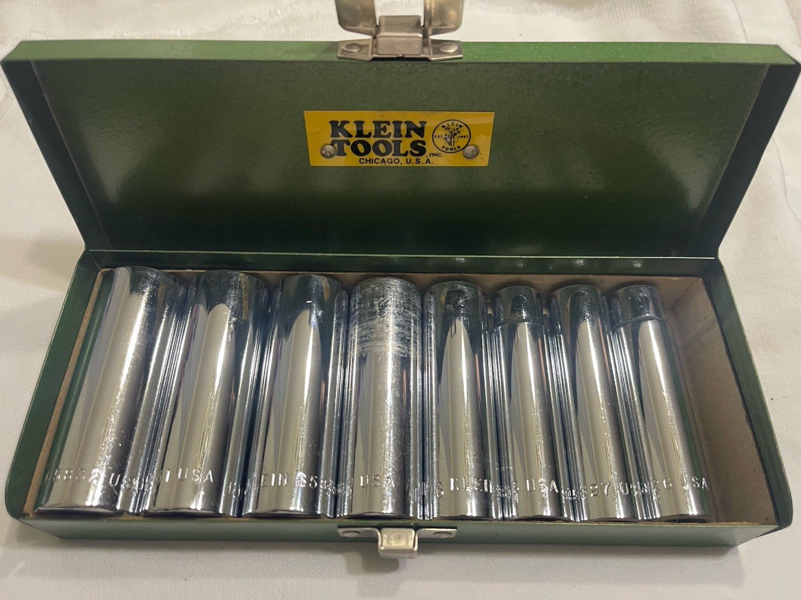 Vintage Klein Tools 8 Pieces Deep Socket Set . # 65825 To 65832