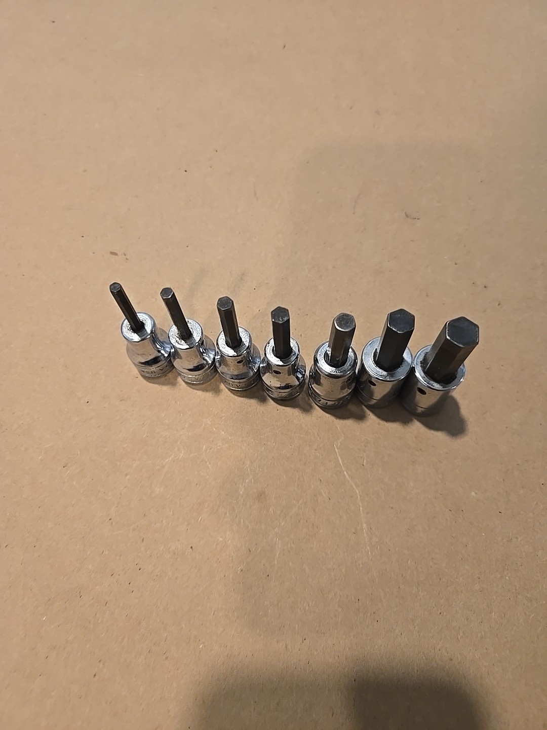Snap On 3/8″ Drive 9/64″-3/8″ SAE Hex Bit Driver Sockets USA Lot Of 7