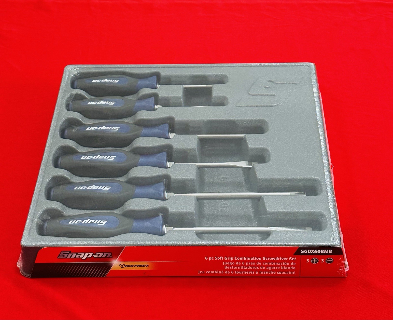 Snap On Tools Screws Set SGDX60BMB Metallic Blue Soft Grip Comb 6 Pc. Set NEW!