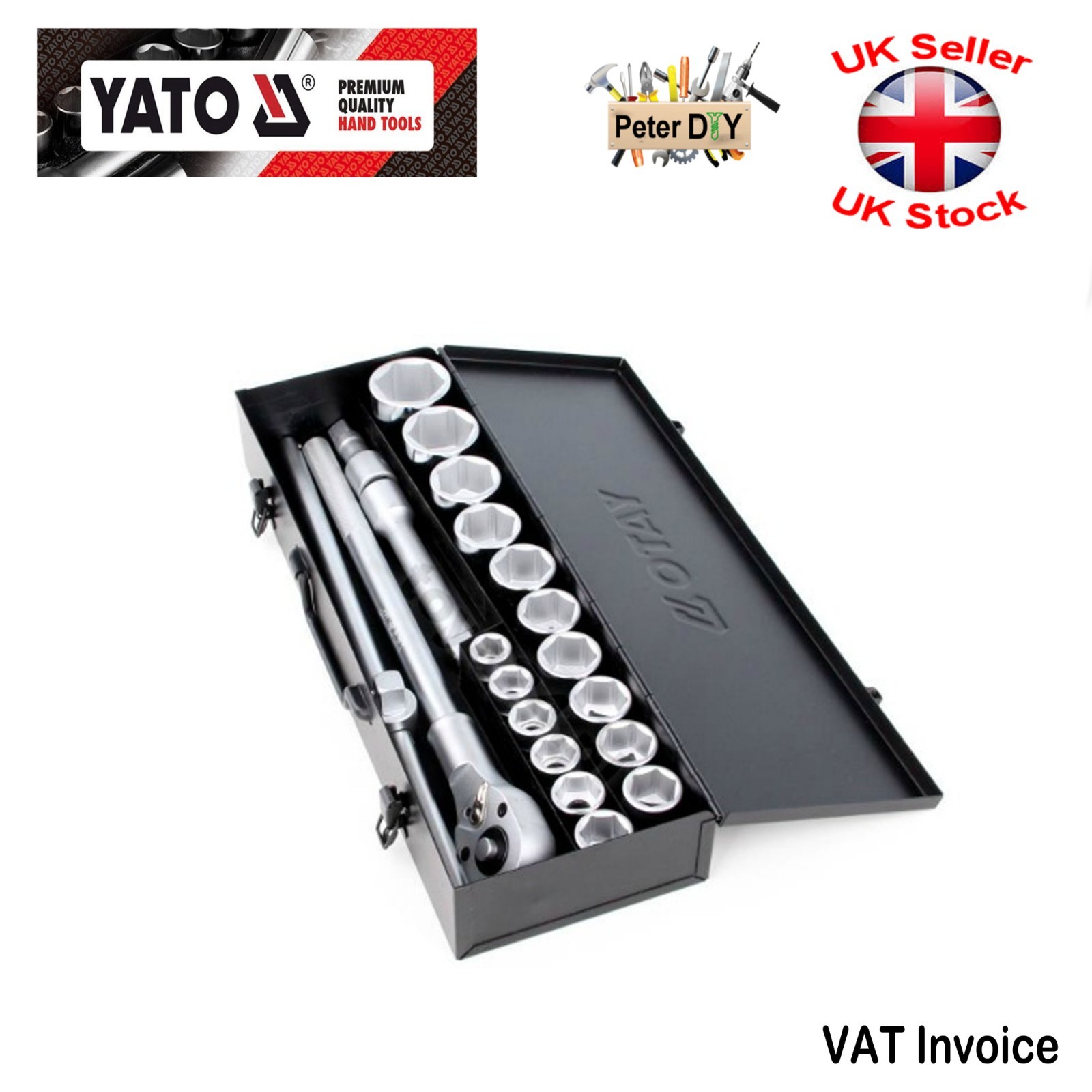Yato Professional SOCKET SET 3/4» 20 PCS Ratchet Tools Toolbox YT-1335