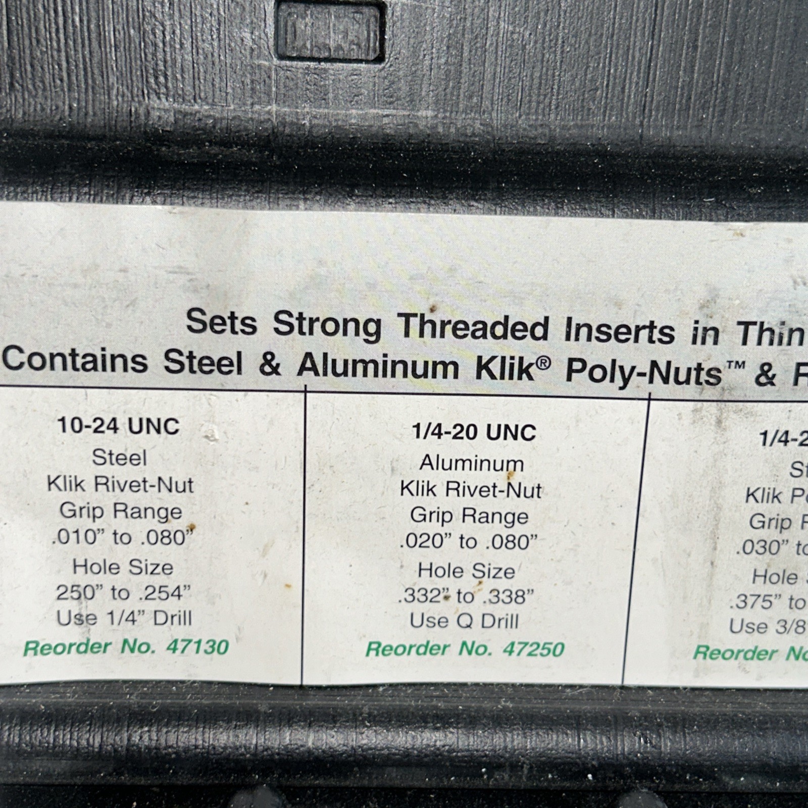 Marson Thread Setter Klik Poly-Nut Kit Steel & Aluminum #34501
