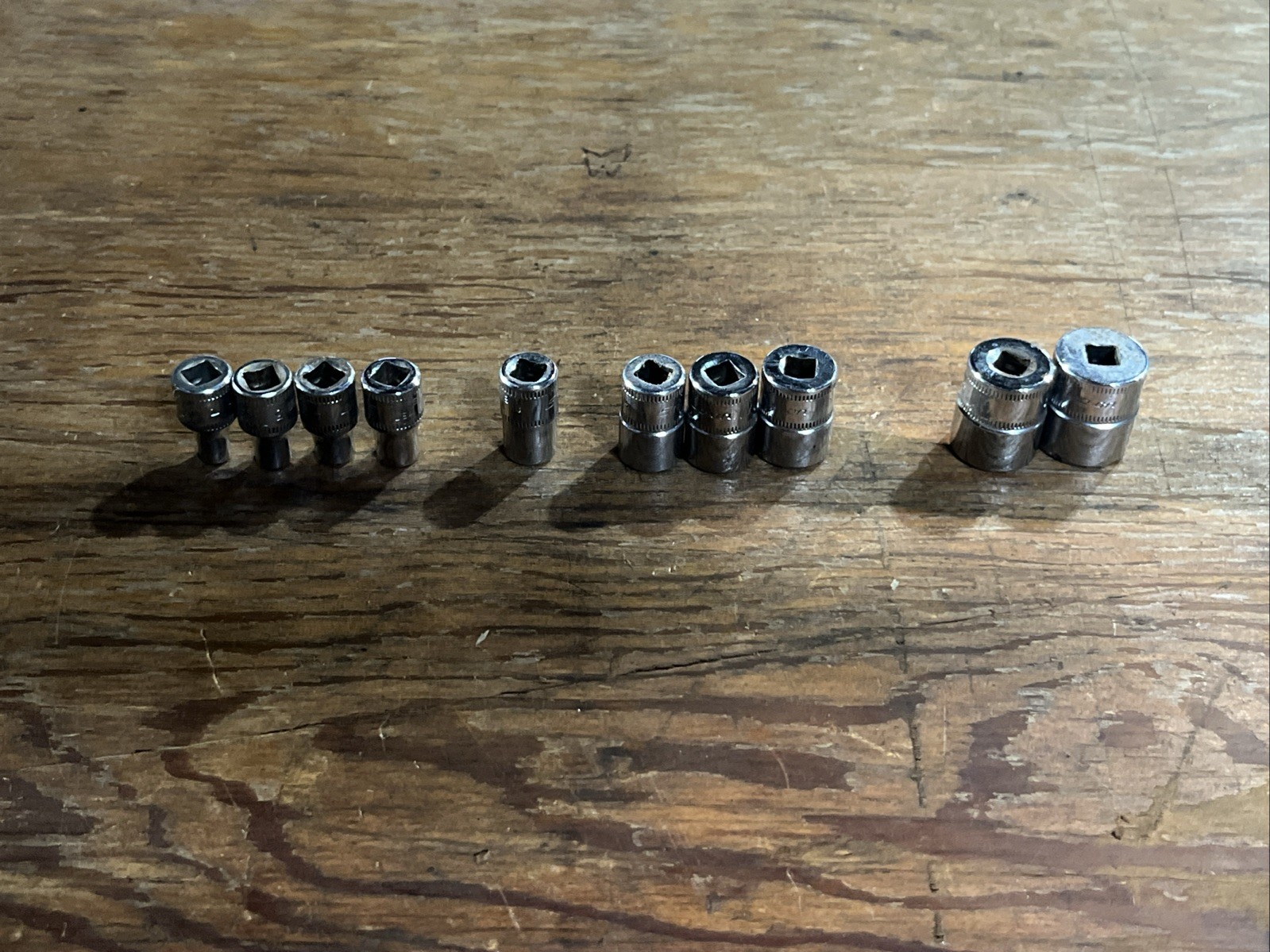 Snap On 1/4” Drive 10 Pc TMM 4mm-6, 8, 10-12, 14-15 Shallow 6 Point Socket Set