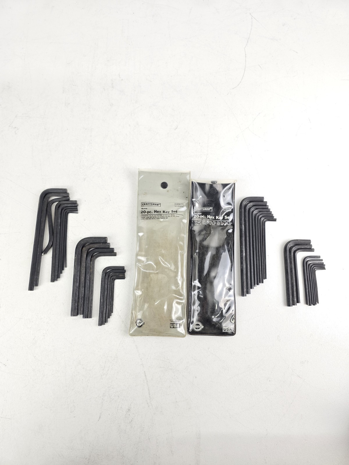 Vtg Craftsman 20 pc. Hex Key set Metric & Standard 9-46677 & 9-46696 Incomplete