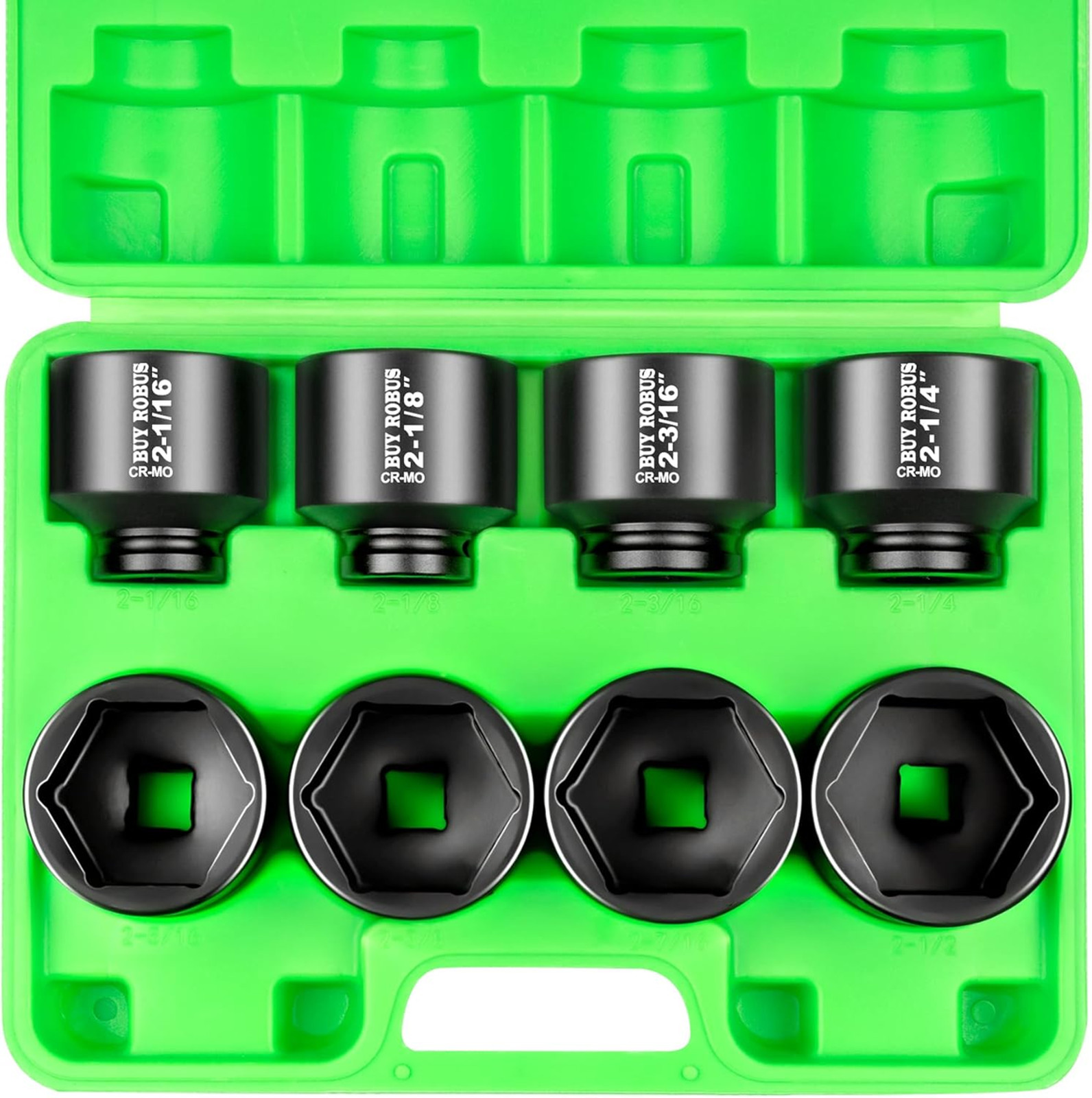 3/4 Drive Impact Socket Set 8 Piece SAE Sizes 2-1/16 to 2-1/2 Heavy Duty Axle