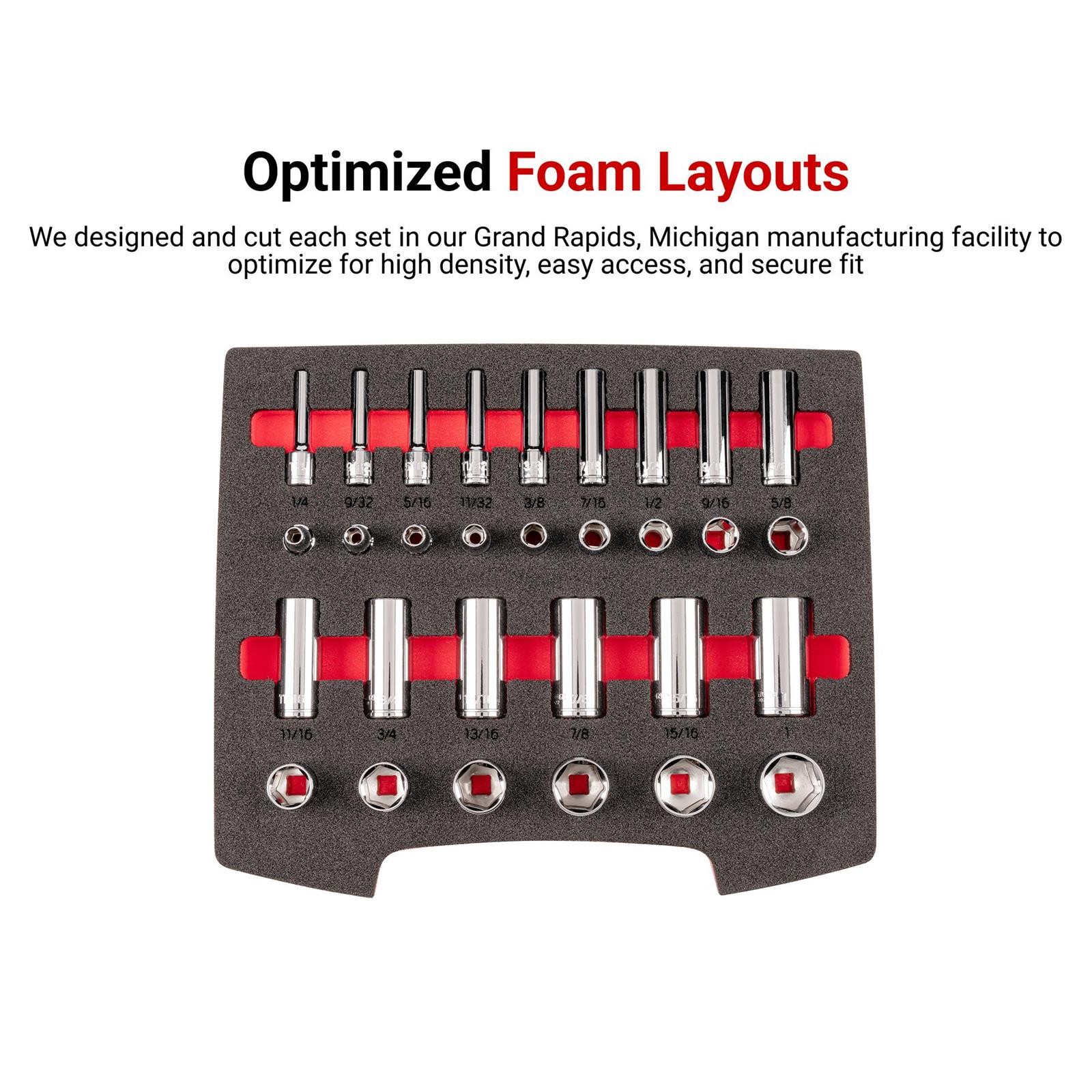 Tekton OLB94305 3/8in Socket Set, 30-Piece (1/4-1 in.)