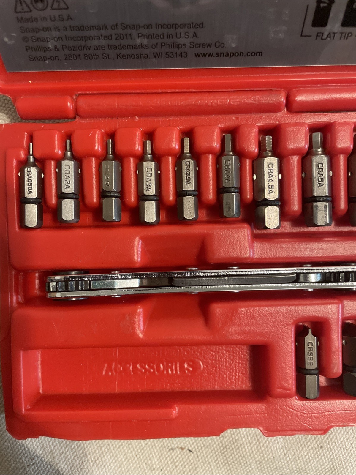 Snap On Offset Driver Set Ratchet & Bit Set CRA180PB
