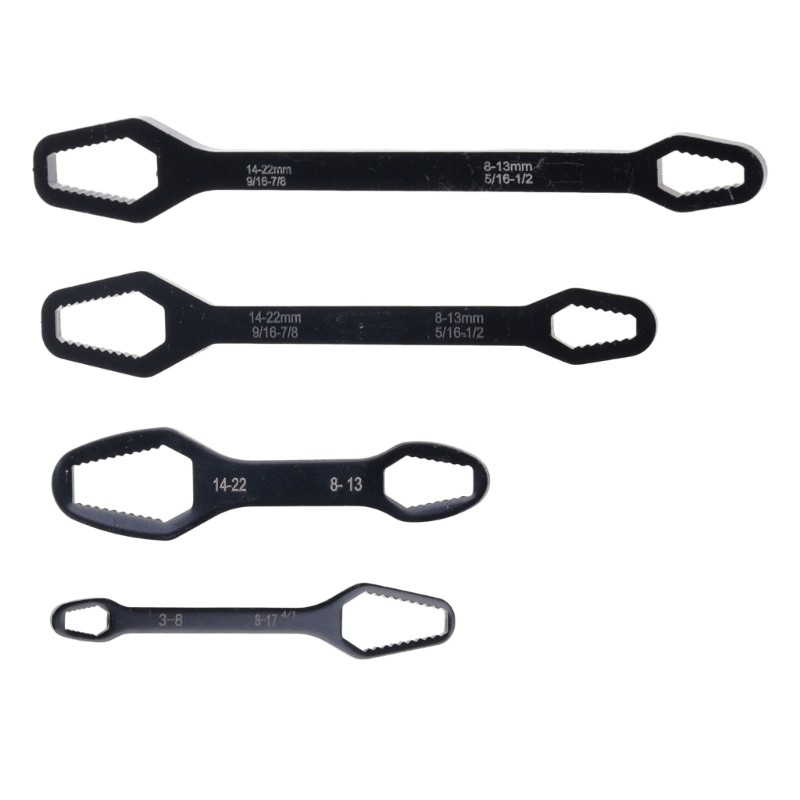 Heavy Duty Carbon Steel SelfTightening Wrench Kit 4Pieces/Set For Tight Space