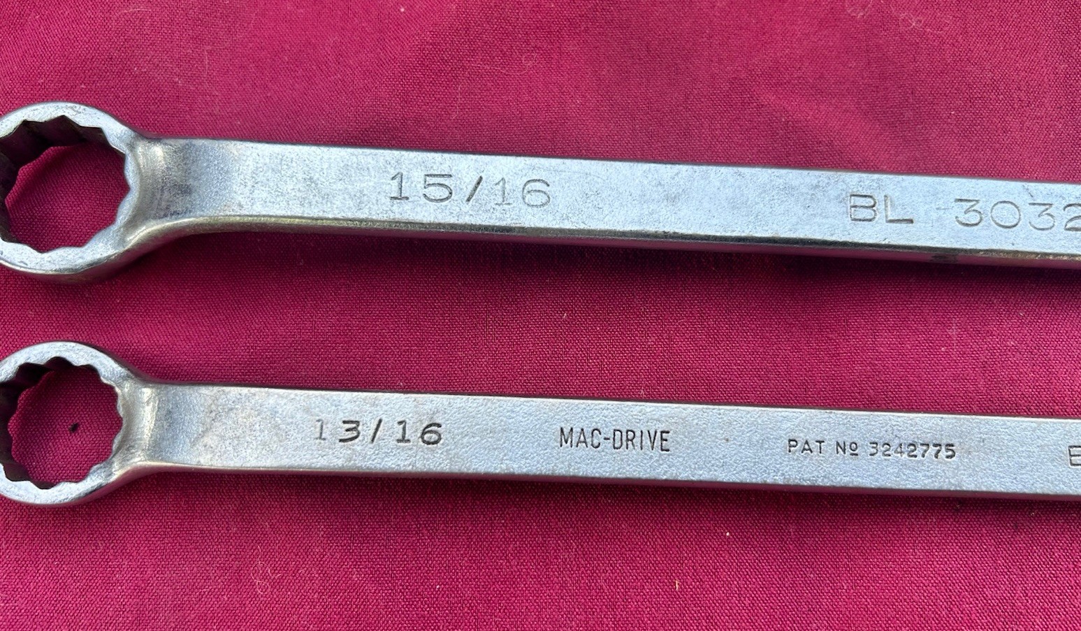 MAC Tools Double Box End Long Handle Wrenches 15/16 x 1”~ 13/16 x 7/8” SAE Sizes