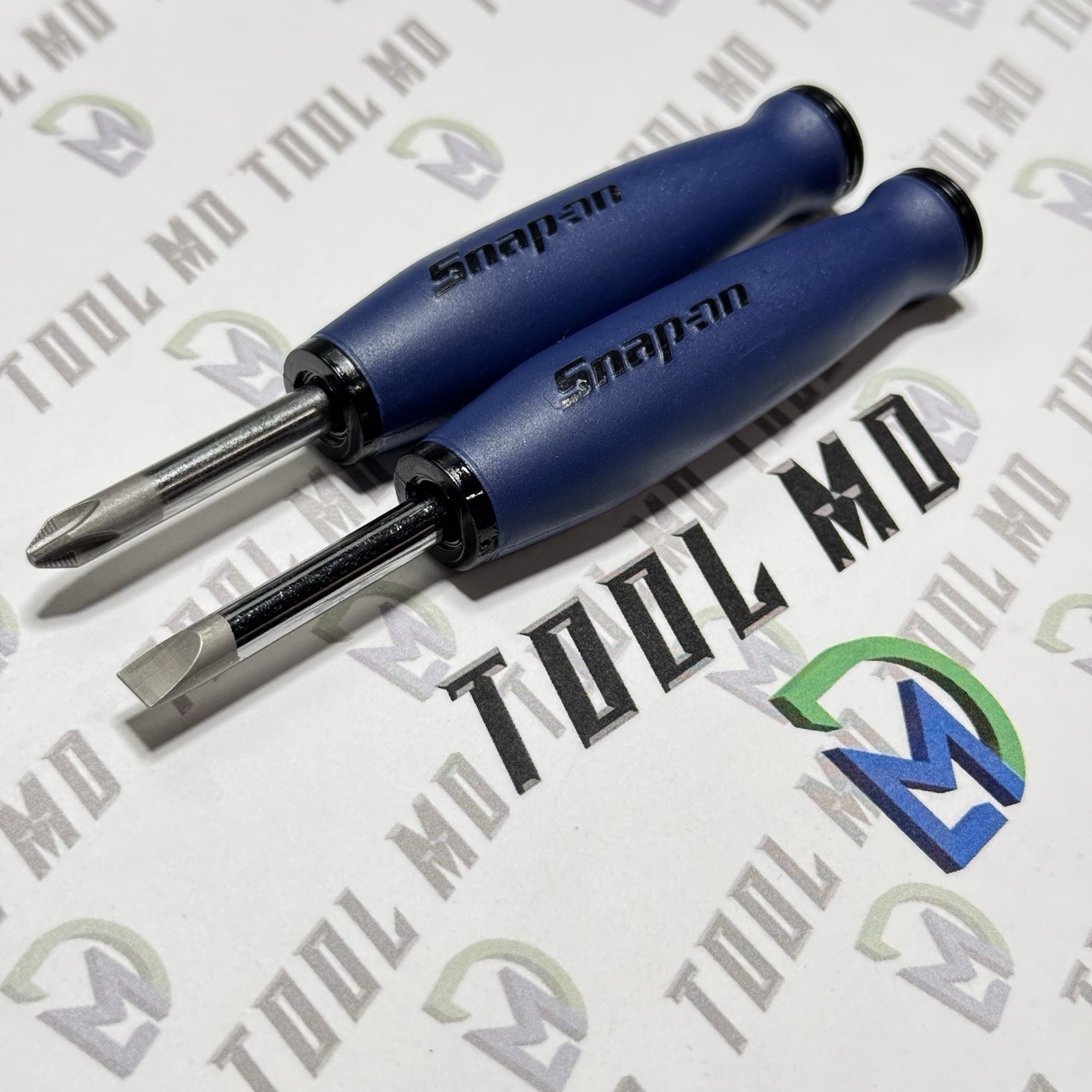 Snap-on Tools CUSTOM REVERSE POWER BLUE Ratchet Handle Stubby Screwdriver Set