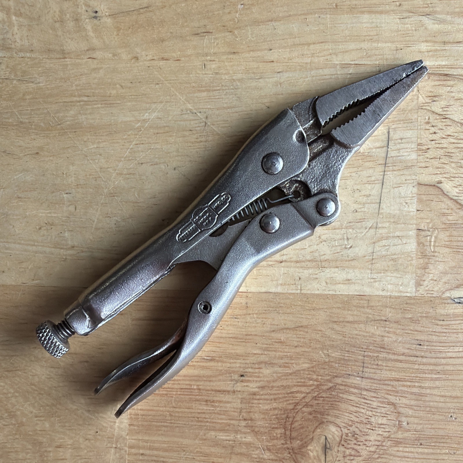 Petersen 5″ Long Nose Locking Pliers Vise Grips 4LN Vtg Dewitt, Neb. USA