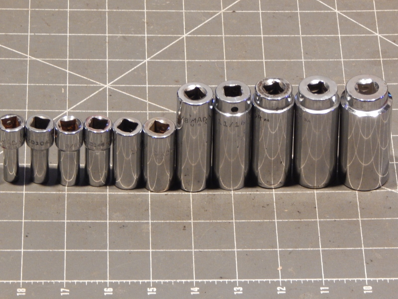 Mac 11Pc 3/8 Drive SAE Deep Socket Set 1/4″ 15/16″ XD 6Pt 6 Point Dr XD XD306R