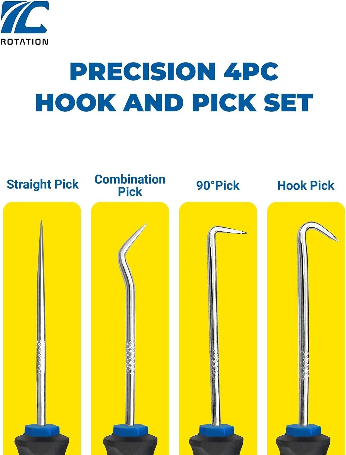 Compact 4-Piece Hook and Pick Set in Blue – Rustproof and Corrosion-Proof Design