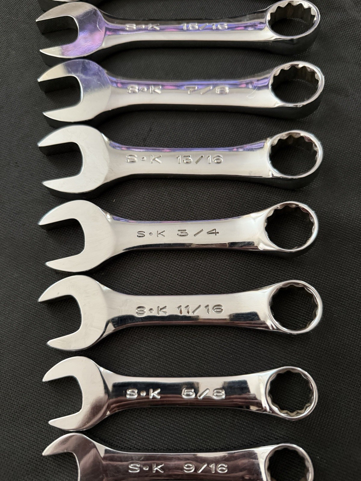 SK 11 PC SAE Stubby 12 Point Chrome Wrench Set 3/8-1-88012-88032- SuperKrome