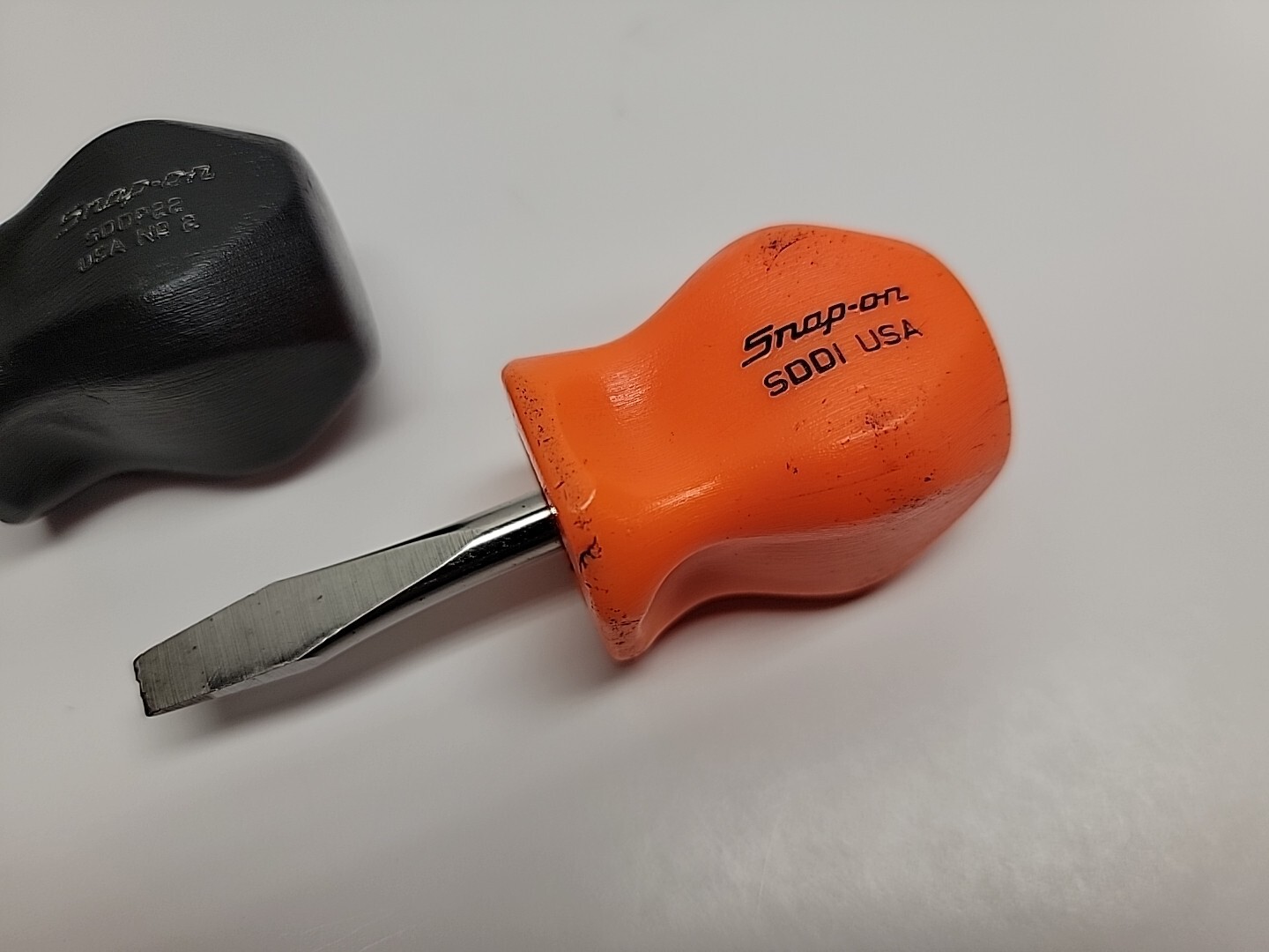 Snap On Tools ORIGINAL Stubby Screwdriver Set SDD1 & SDDP22 Orange/Black Handle