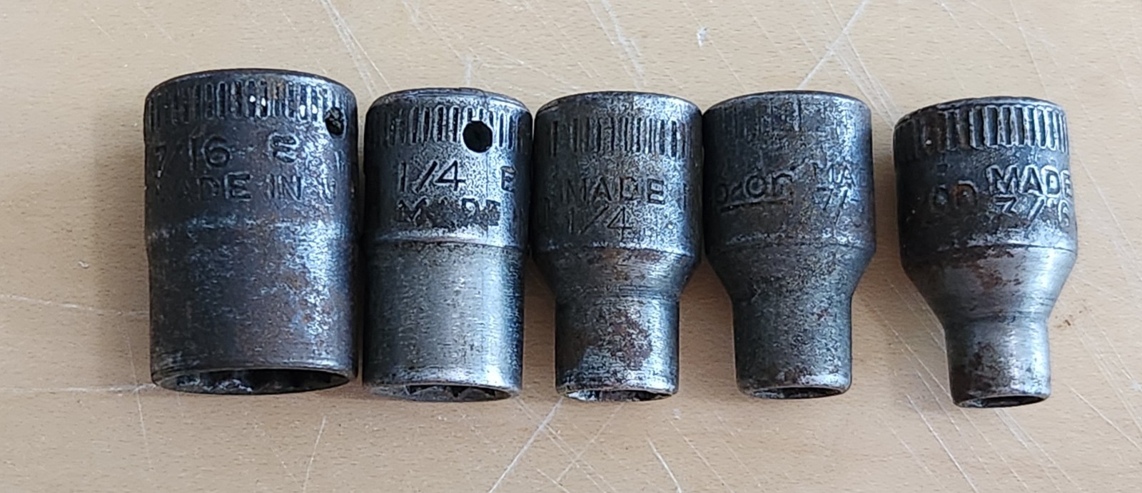 Vintage Snap-On Socket 7 Piece Partial Set + Metal Case