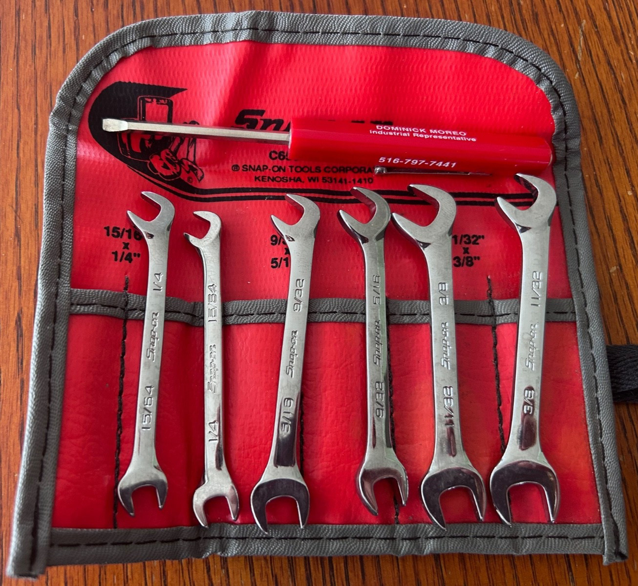 Snap On Tools C-65D 6 Pc Offset Open End Ignition Wrench Set With Roll Bag