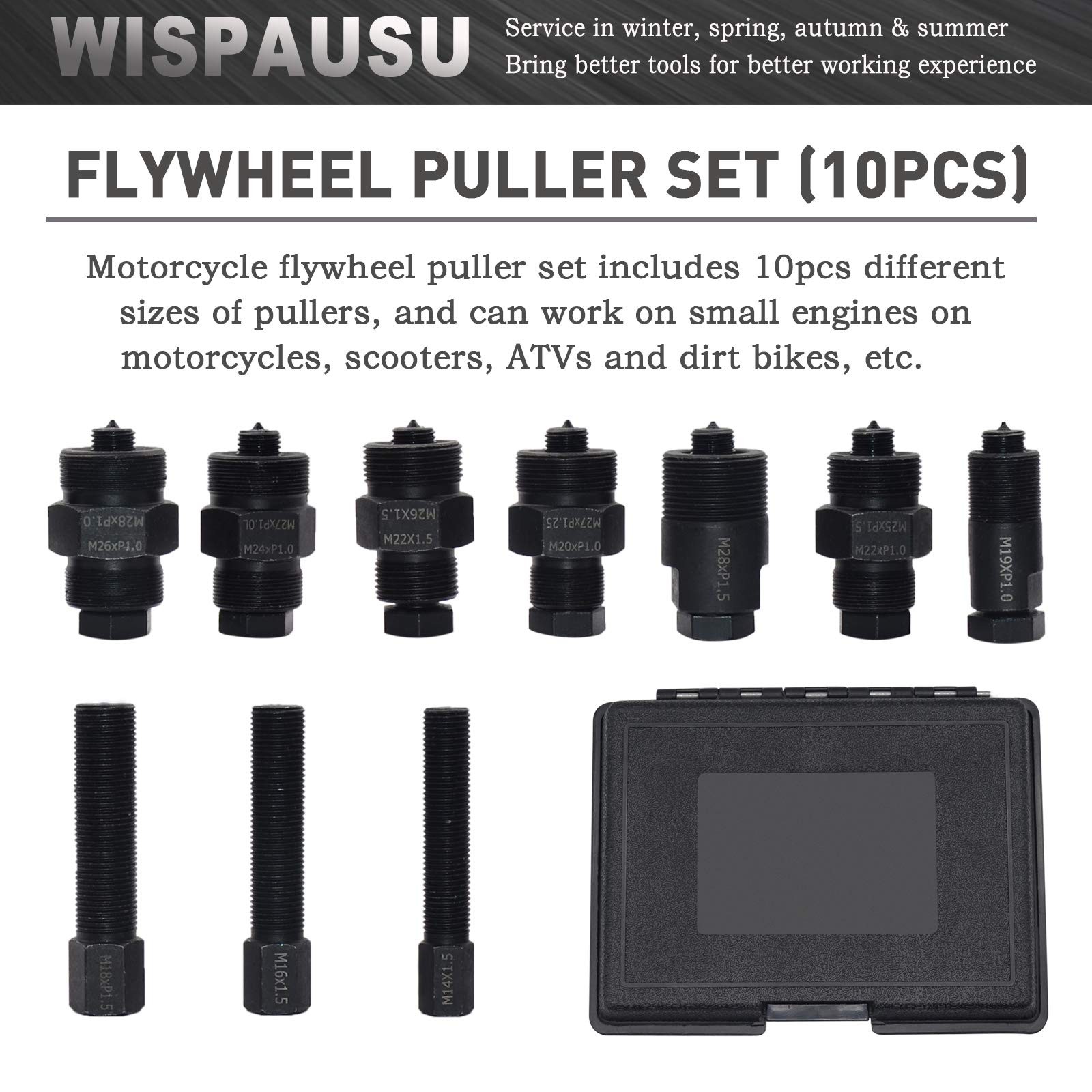 Motorcycle Flywheel Puller Kit for Small Engine, 14mm 16 18 19 20 22 24 25 26…