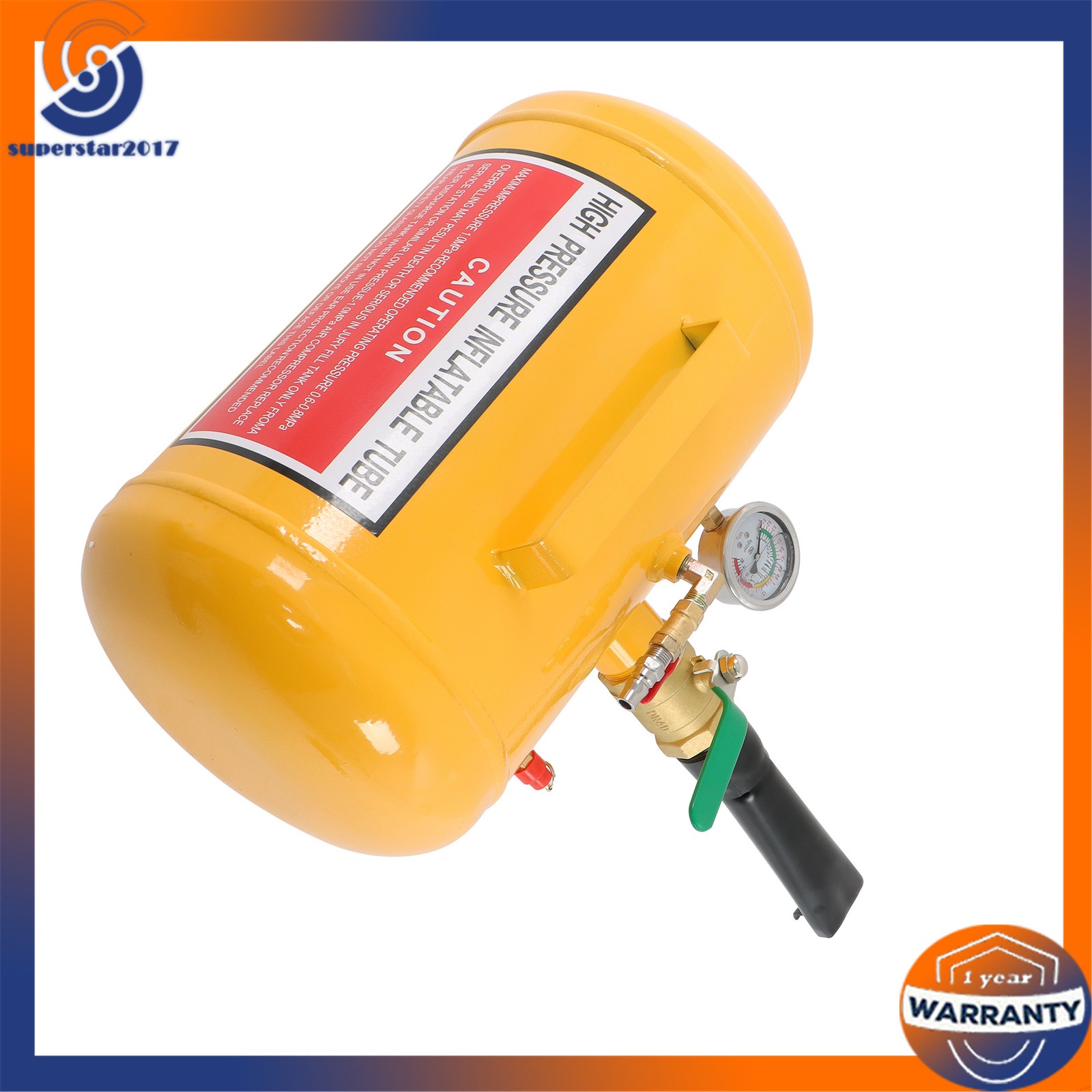 Yellow 5 Gallon Heavy Duty Air Tire Bead Seater Blaster Seating Tool 145 psi